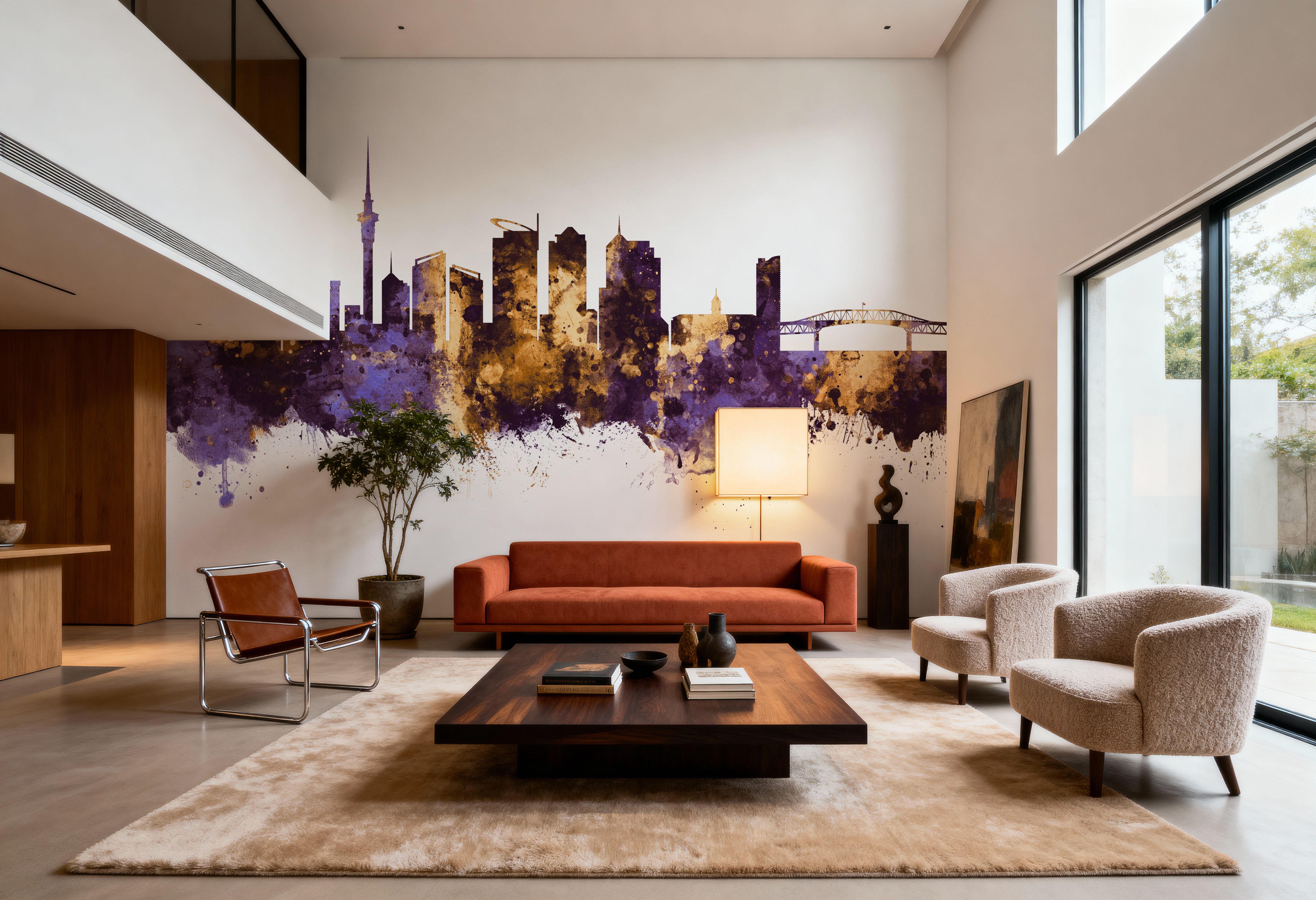 Auckland New Zeeland Skyline Purple & Gold