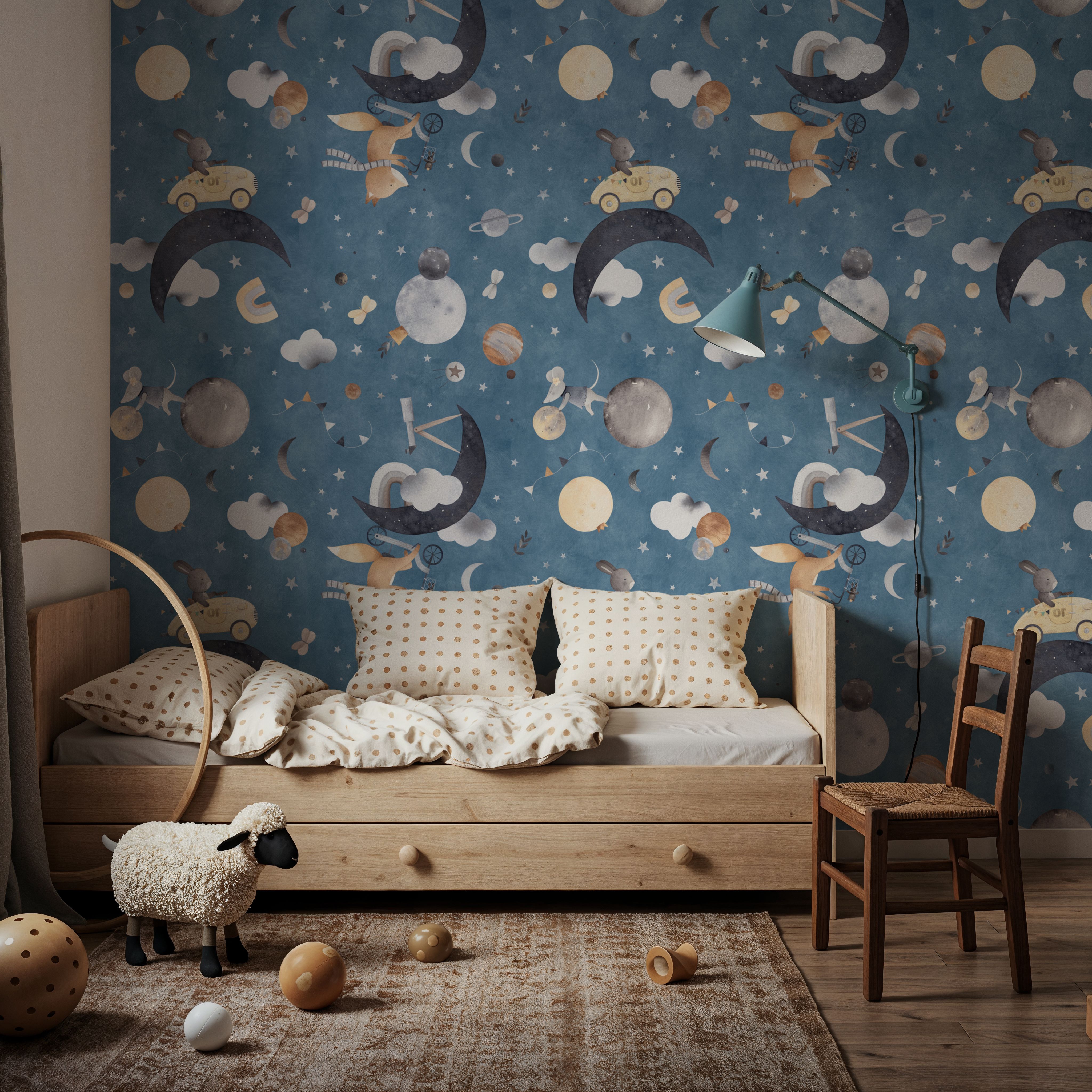 To the Moon, Denim Blue, Behang