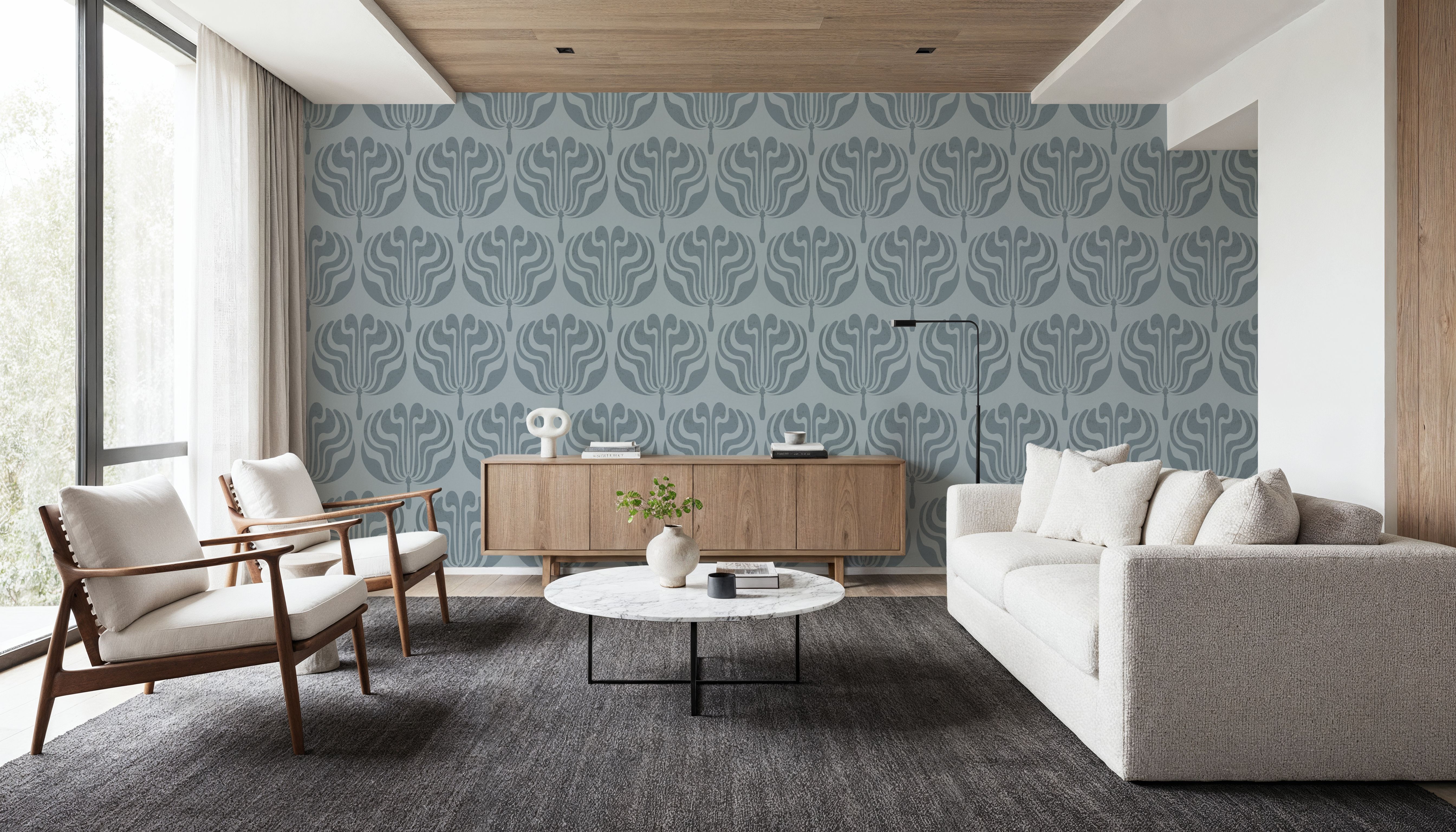 Fan Damask Hint of Green