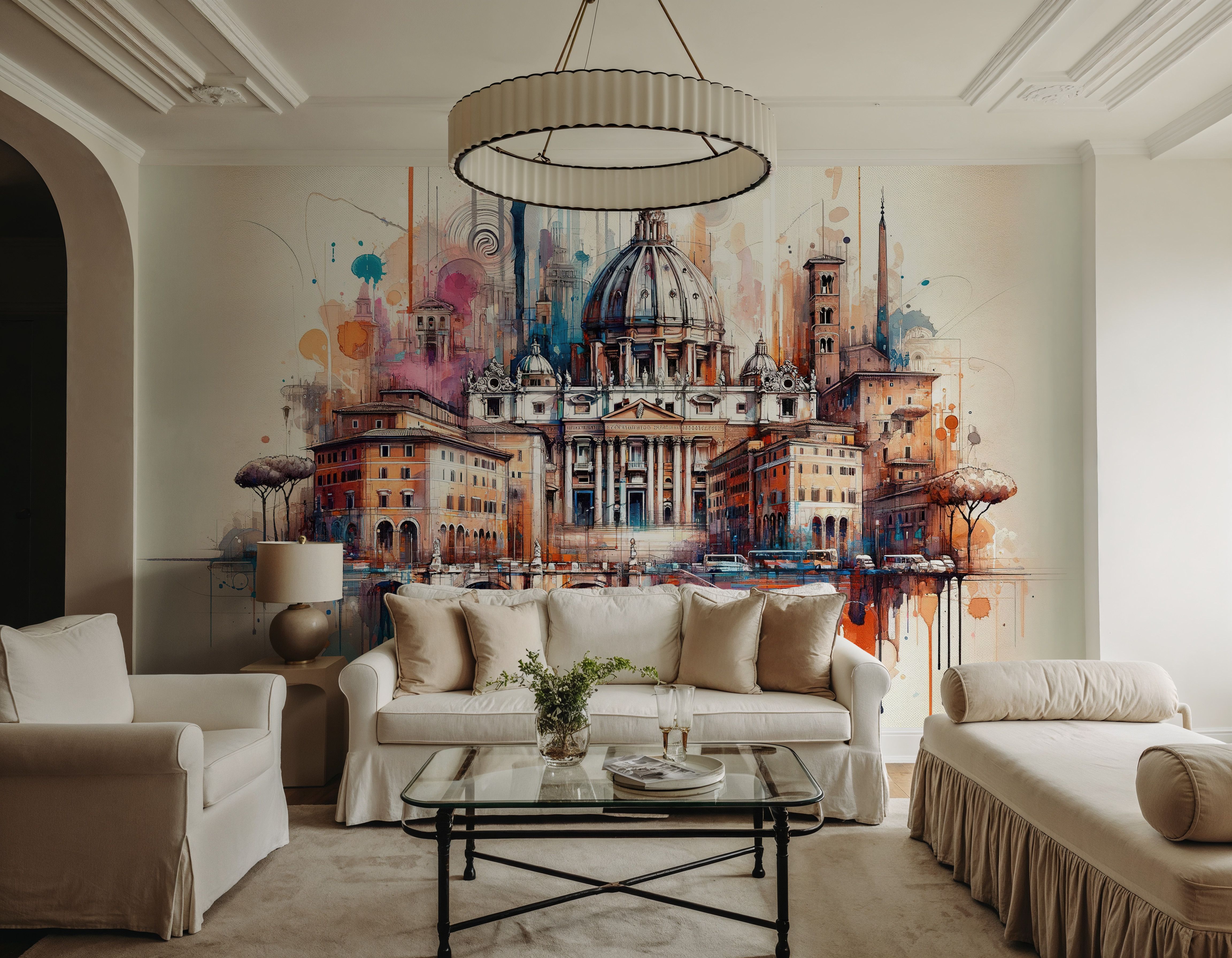 Watercolor Rome Skyline