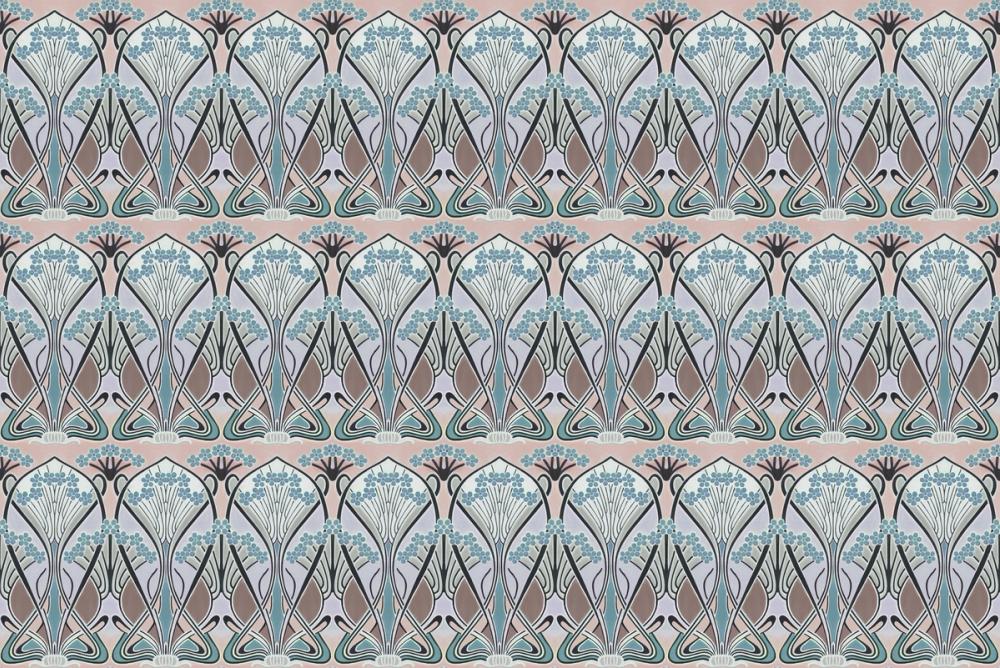 Floral Art Deco Aura, Light Teal