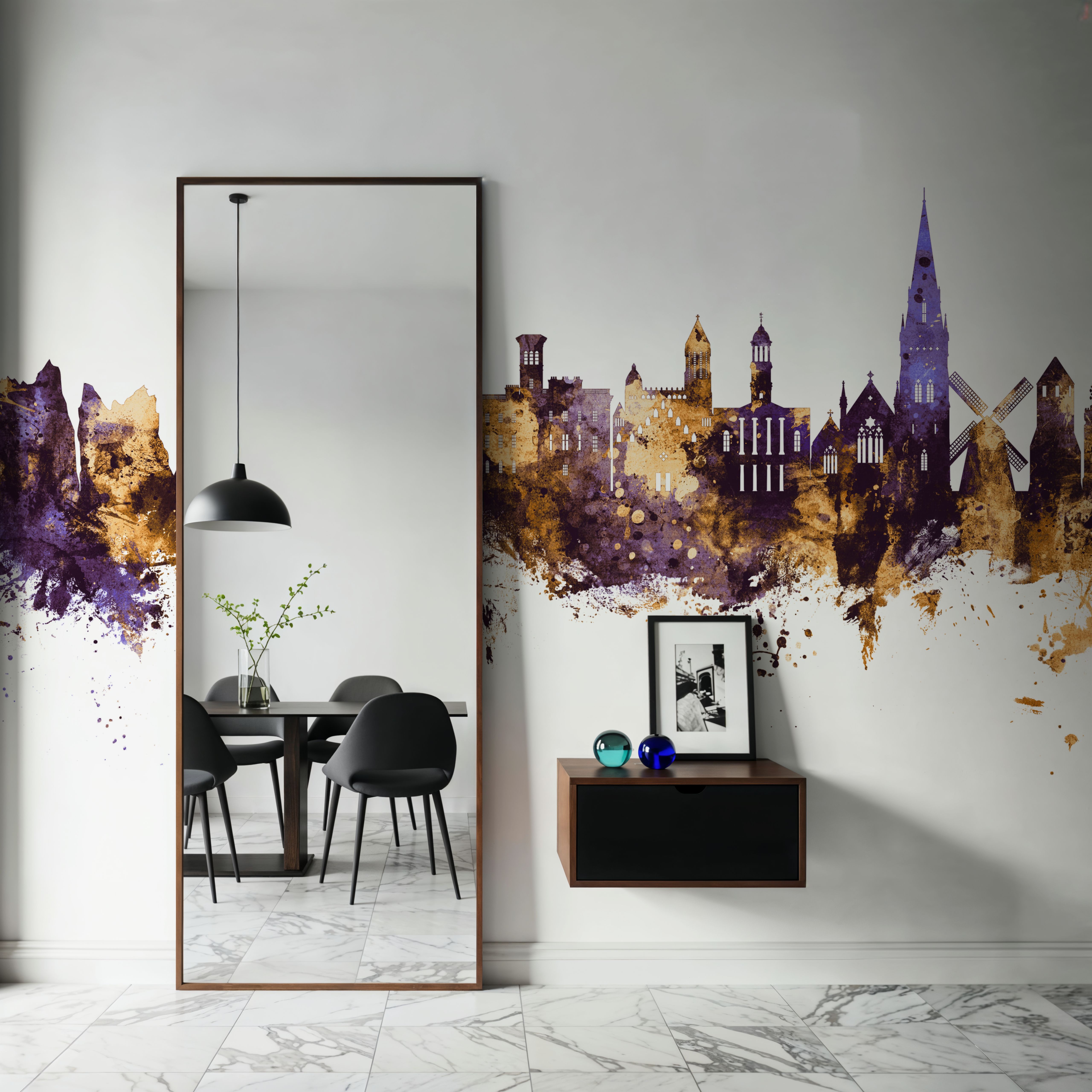 Isle of Wight England Skyline Purple & Gold