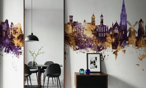 Isle of Wight England Skyline Purple & Gold