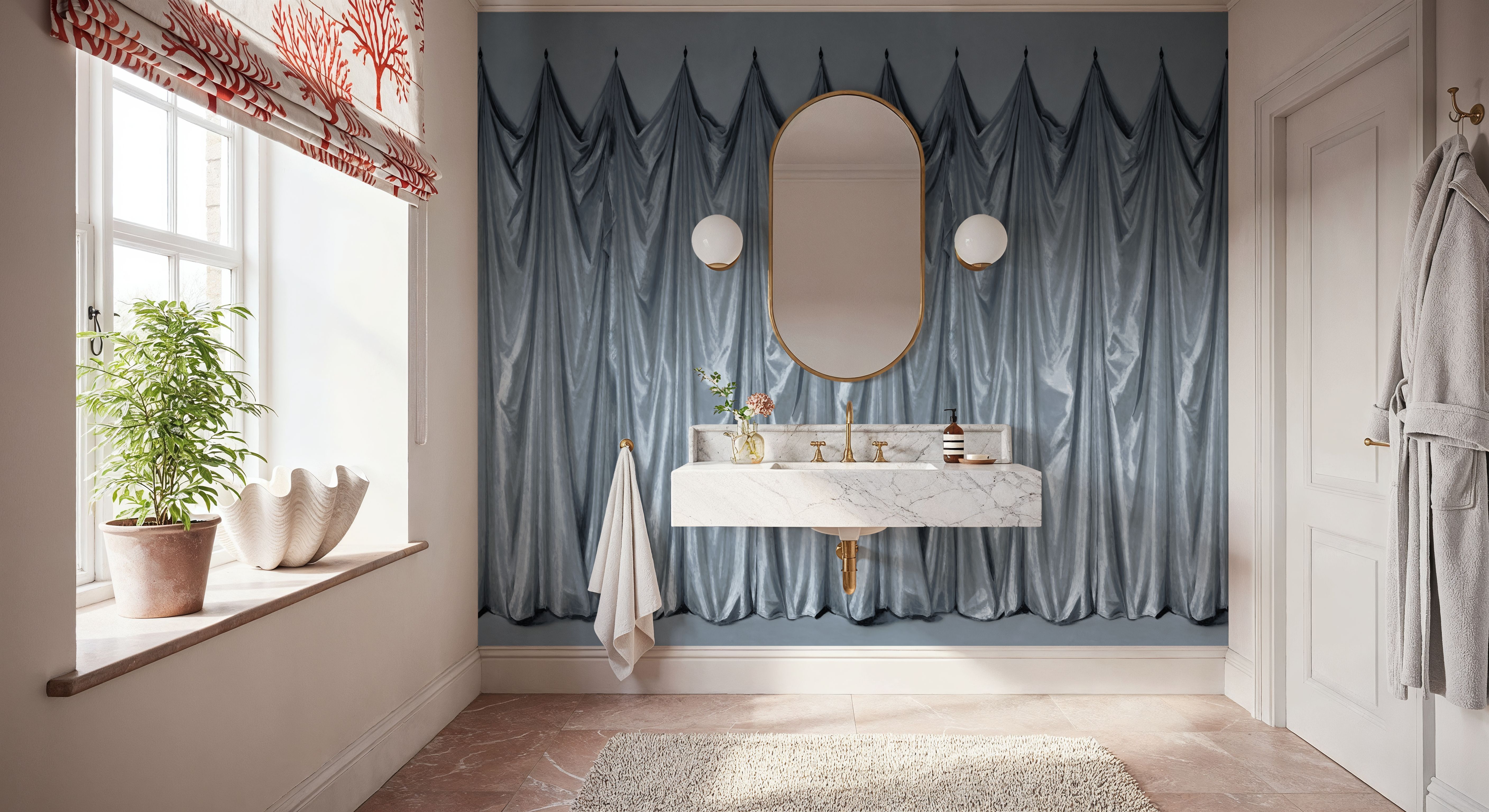 Medici Drapes, Stone Blue