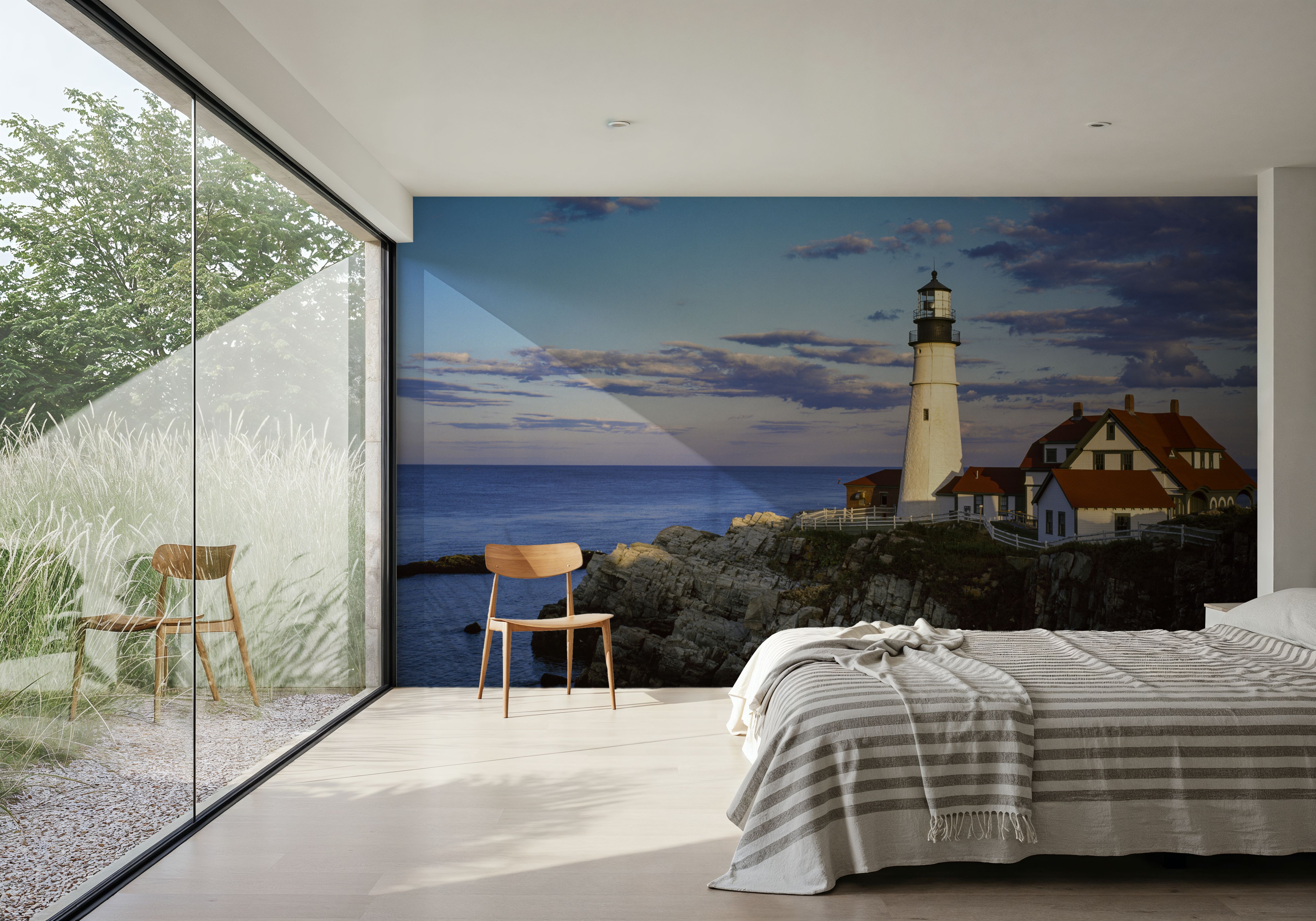 Cliffside Lighthouse Retreat, Wallpaper