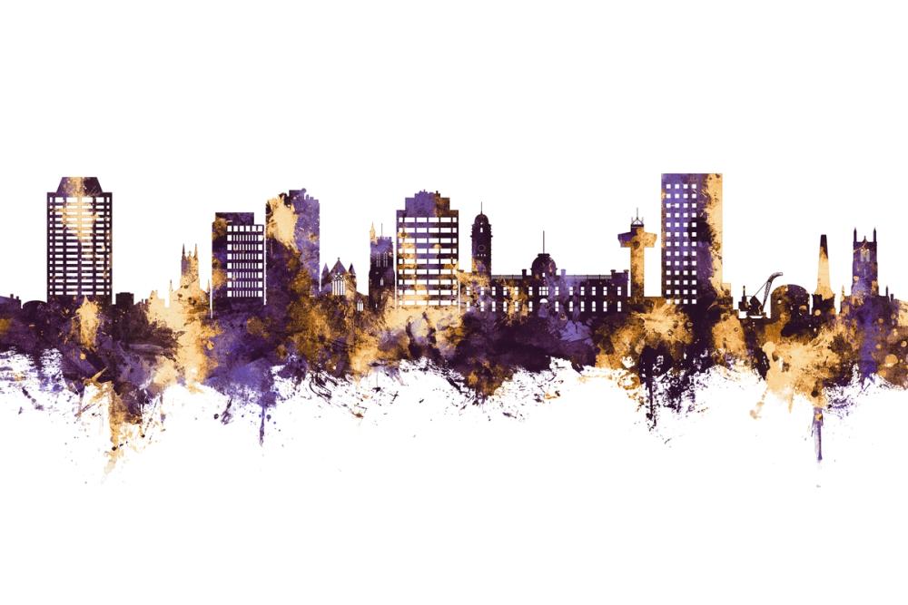 Hobart Australia Skyline Purple & Gold