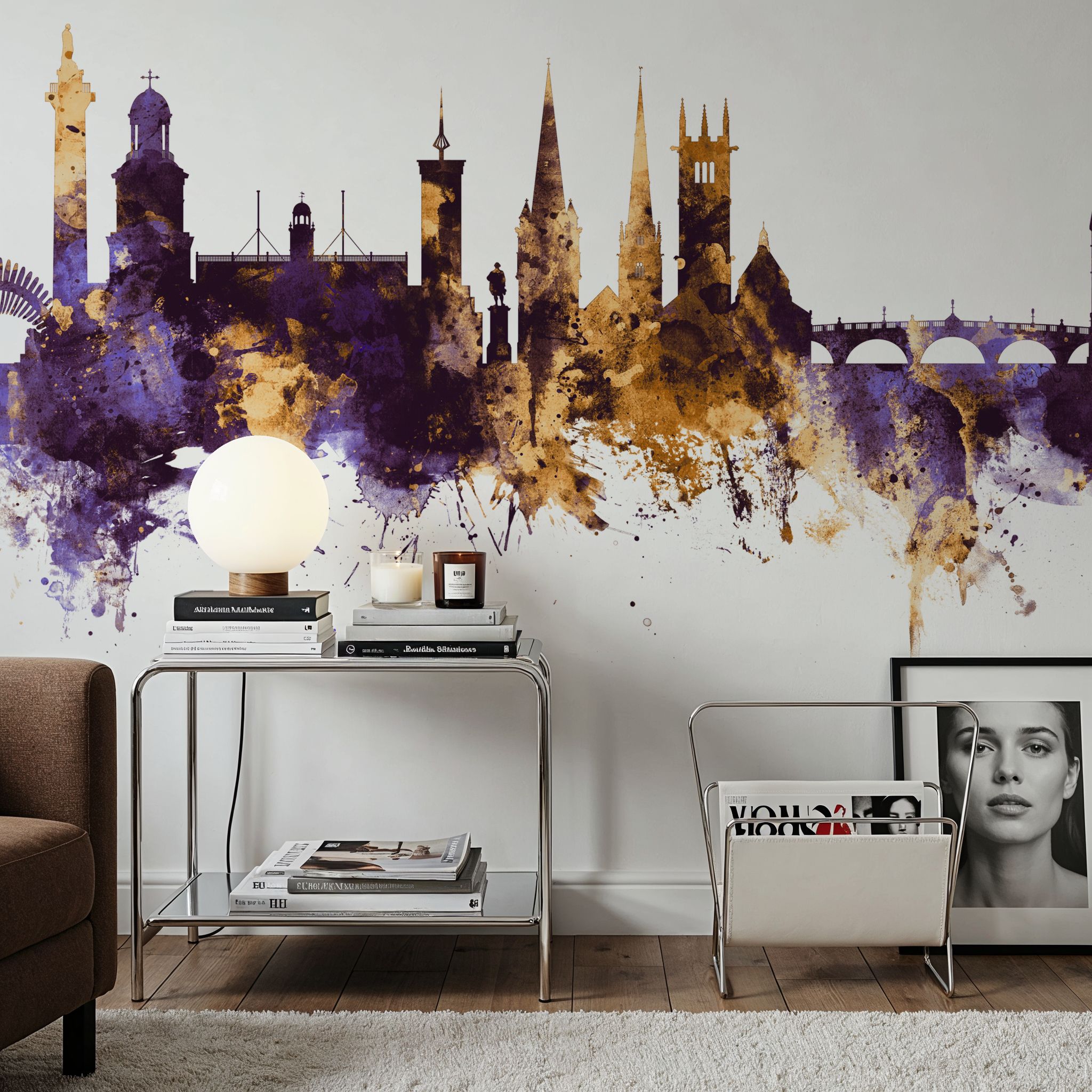 Shrewsbury England Skyline Purple & Gold