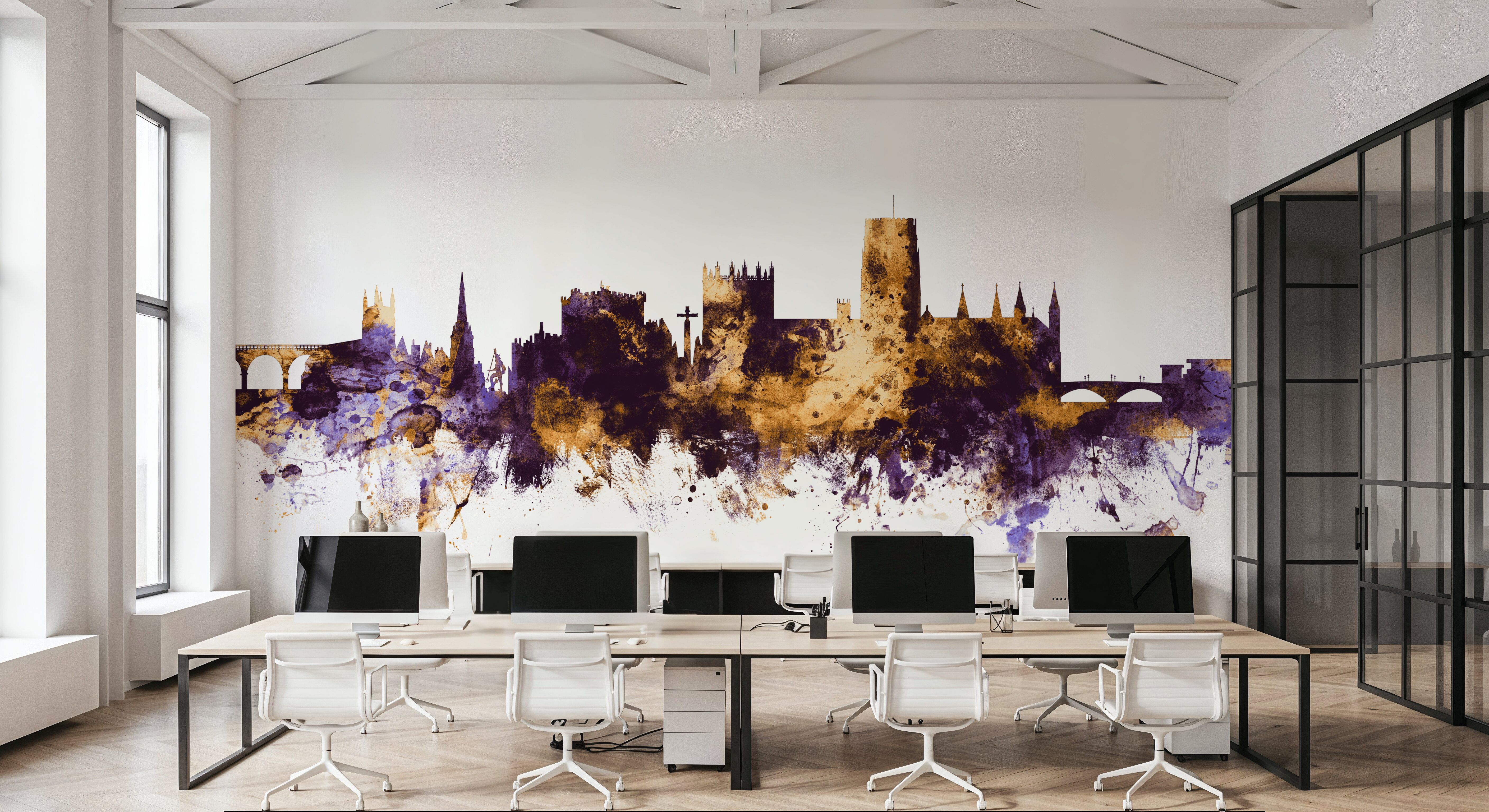 Durham England Skyline Purple & Gold