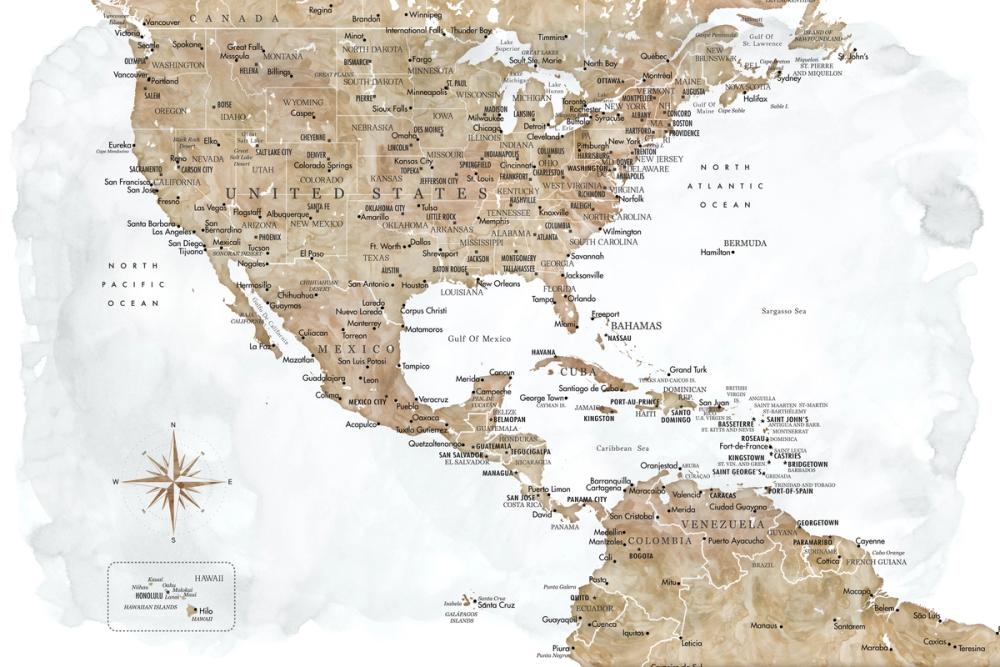 US Mexico Caribbean Map - Abey Wash