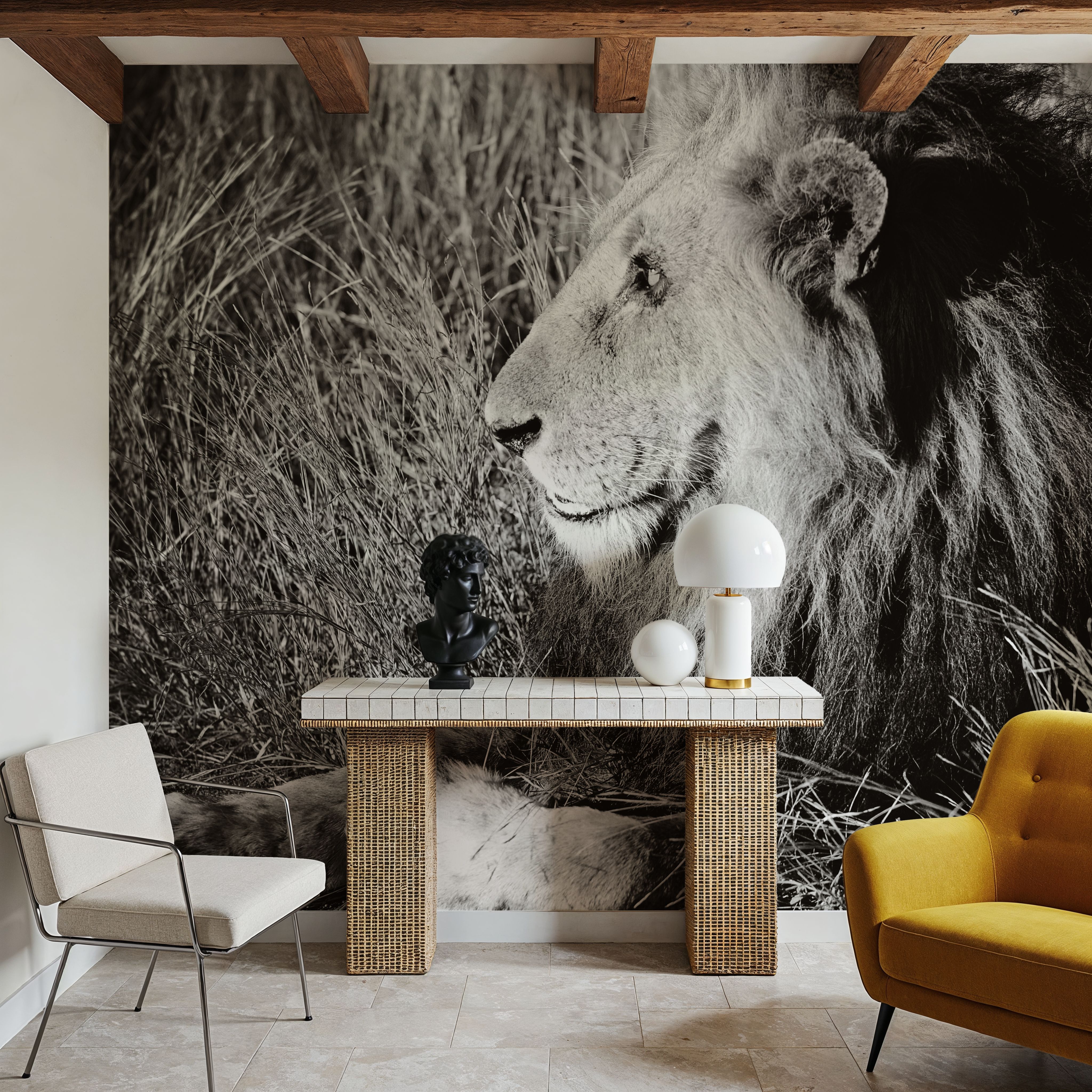 Golden Old Lion Square BW