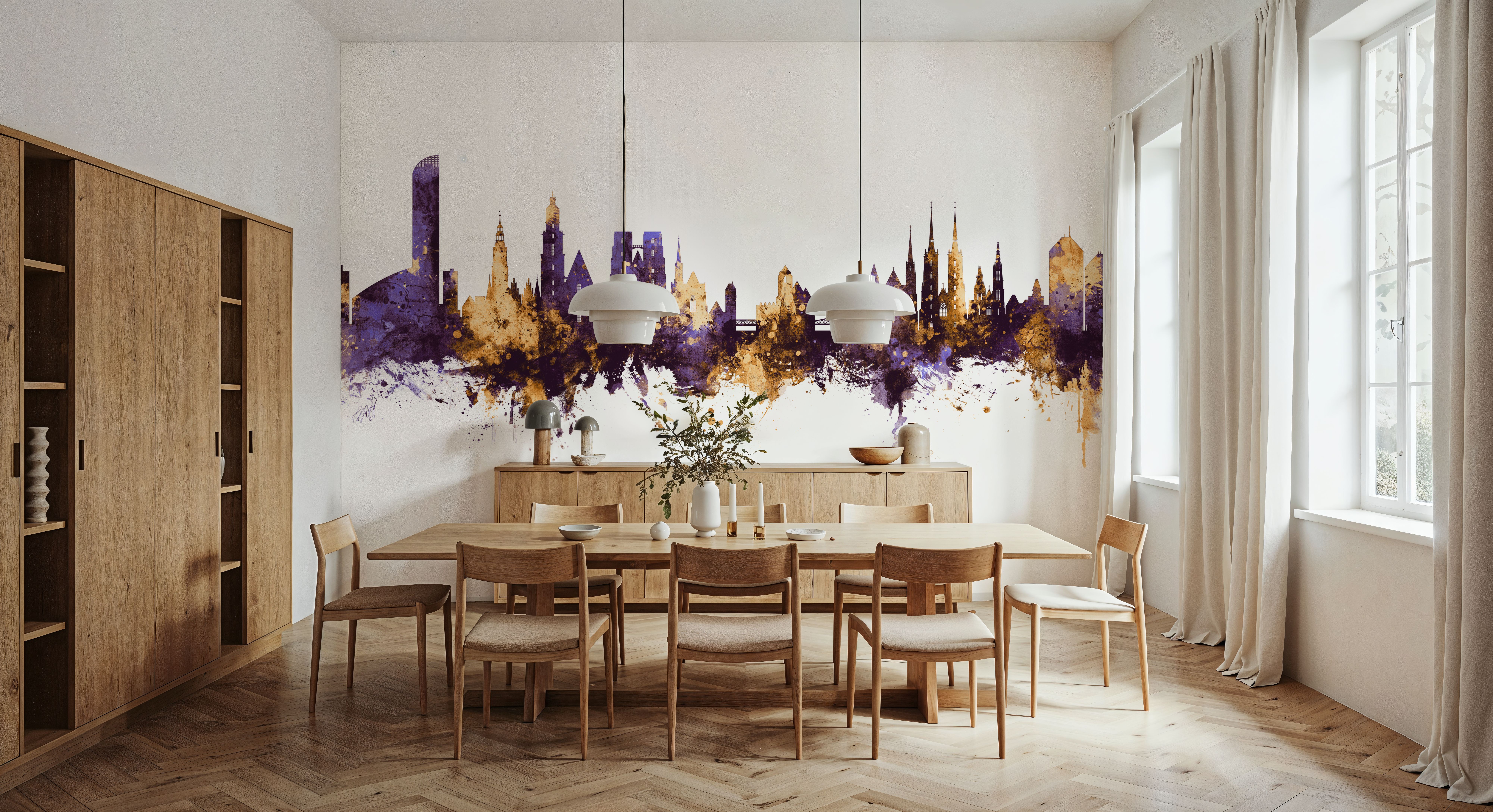 Wroclaw Poland Skyline Purple & Gold