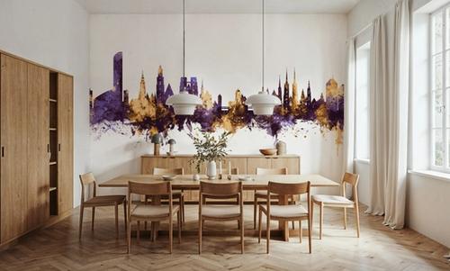 Wroclaw Poland Skyline Purple & Gold