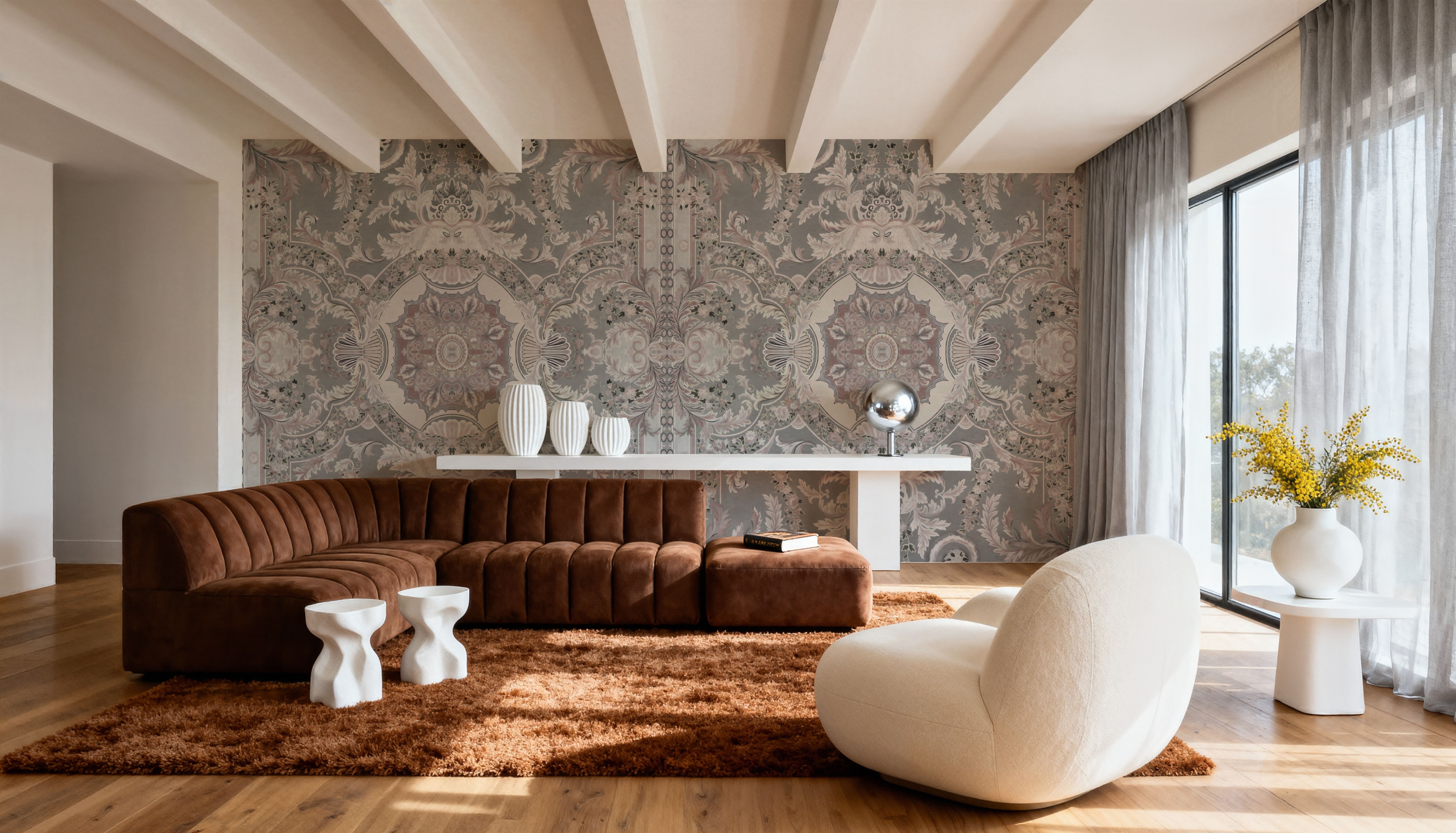 Gentle Branches, Gray, Papier peint