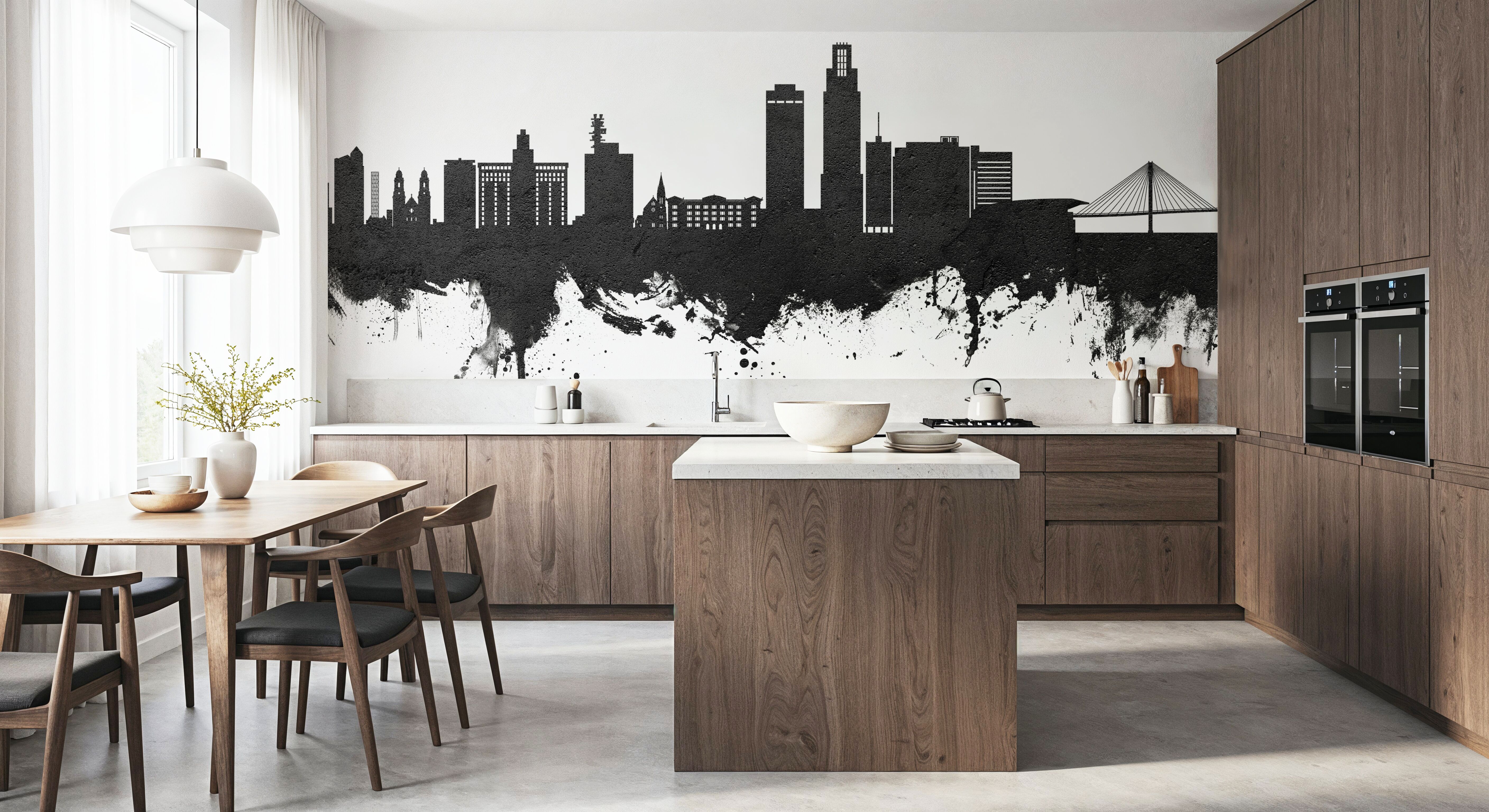 Omaha Nebraska Skyline Black & White, Wallpaper