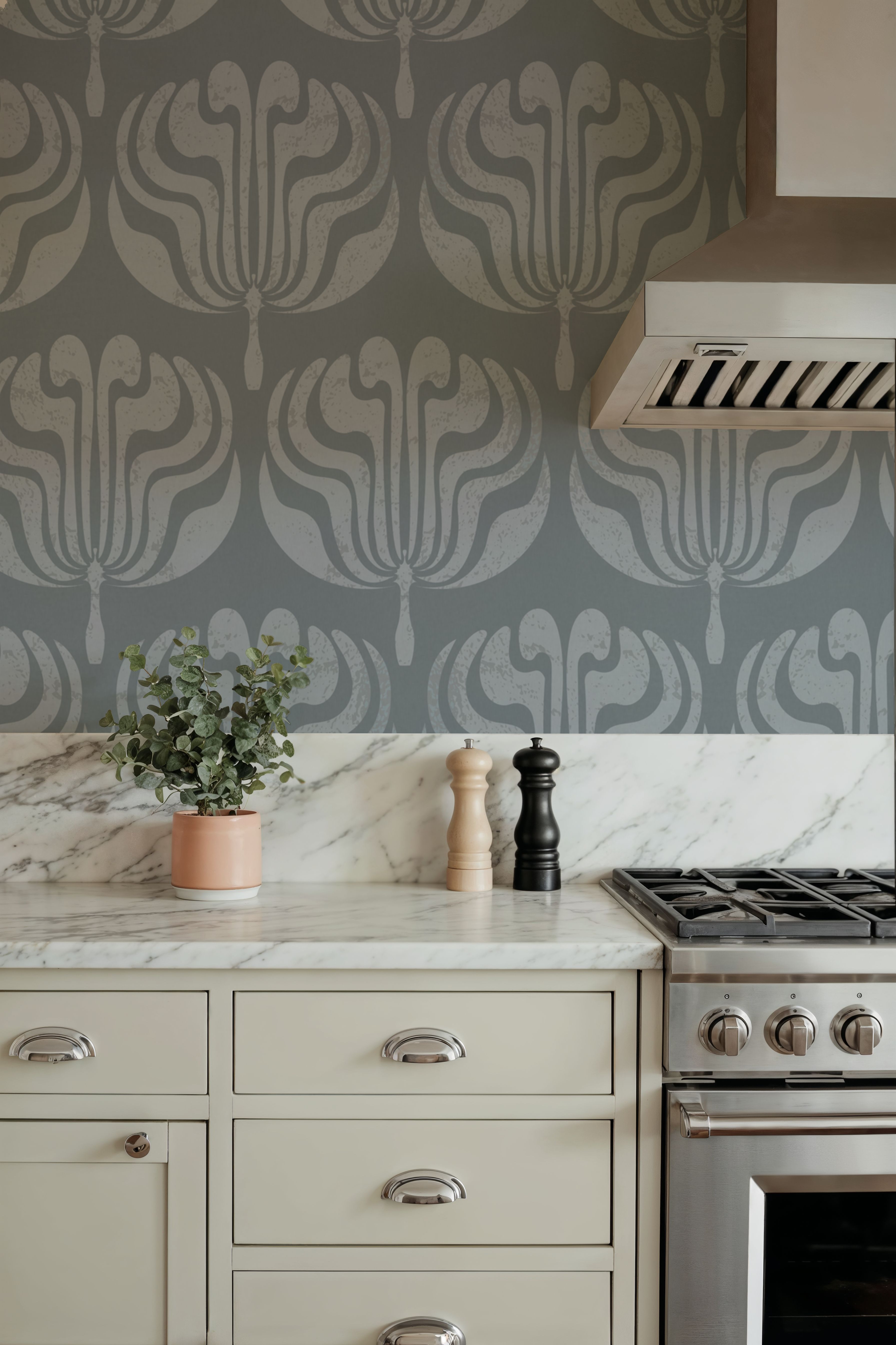 Fan Damask Blue