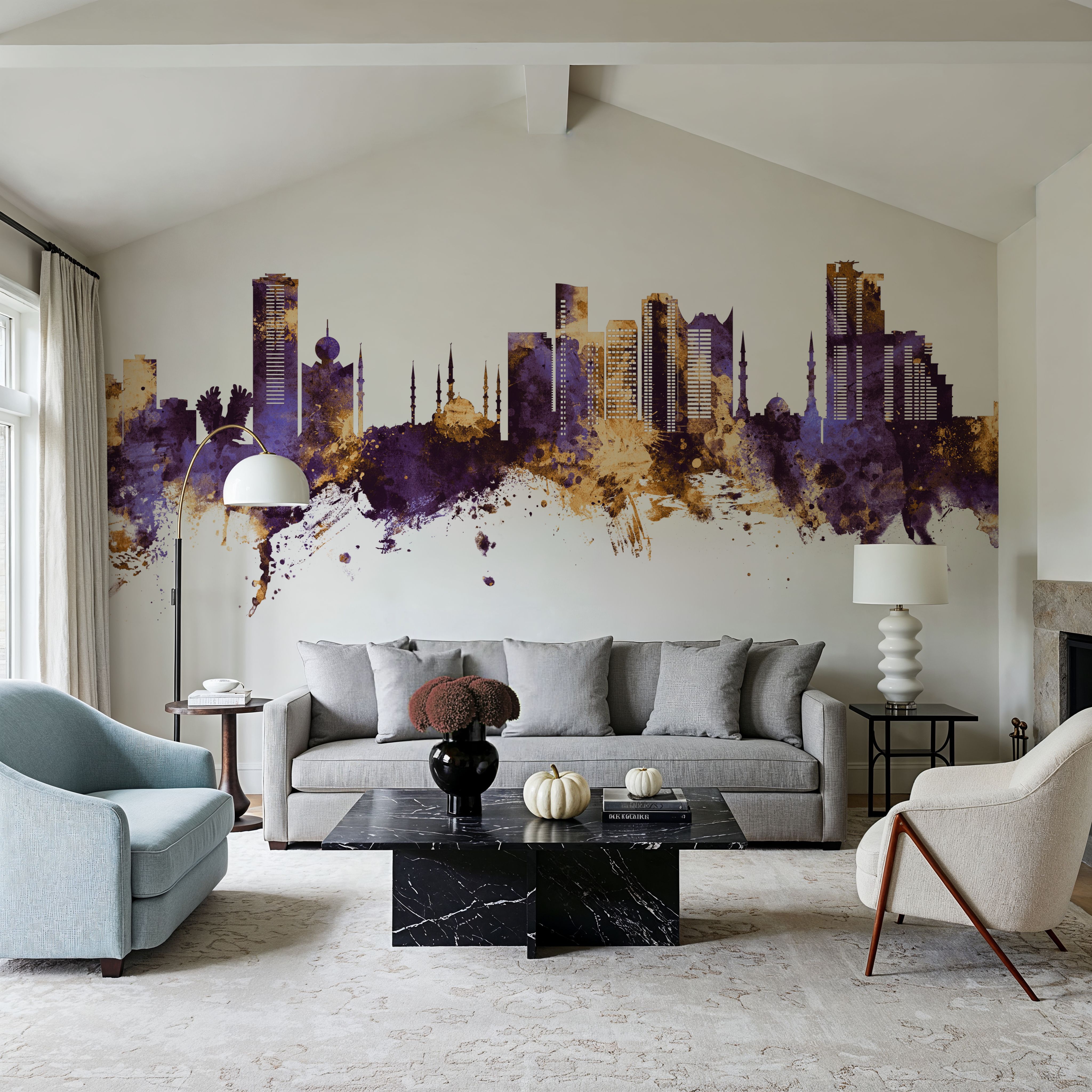 Fujairah Skyline Purple & Gold