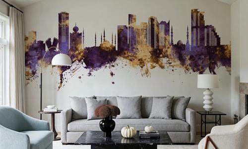Fujairah Skyline Purple & Gold