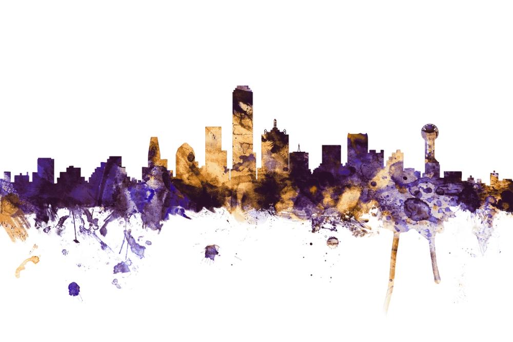 Dallas Skyline Purple & Gold