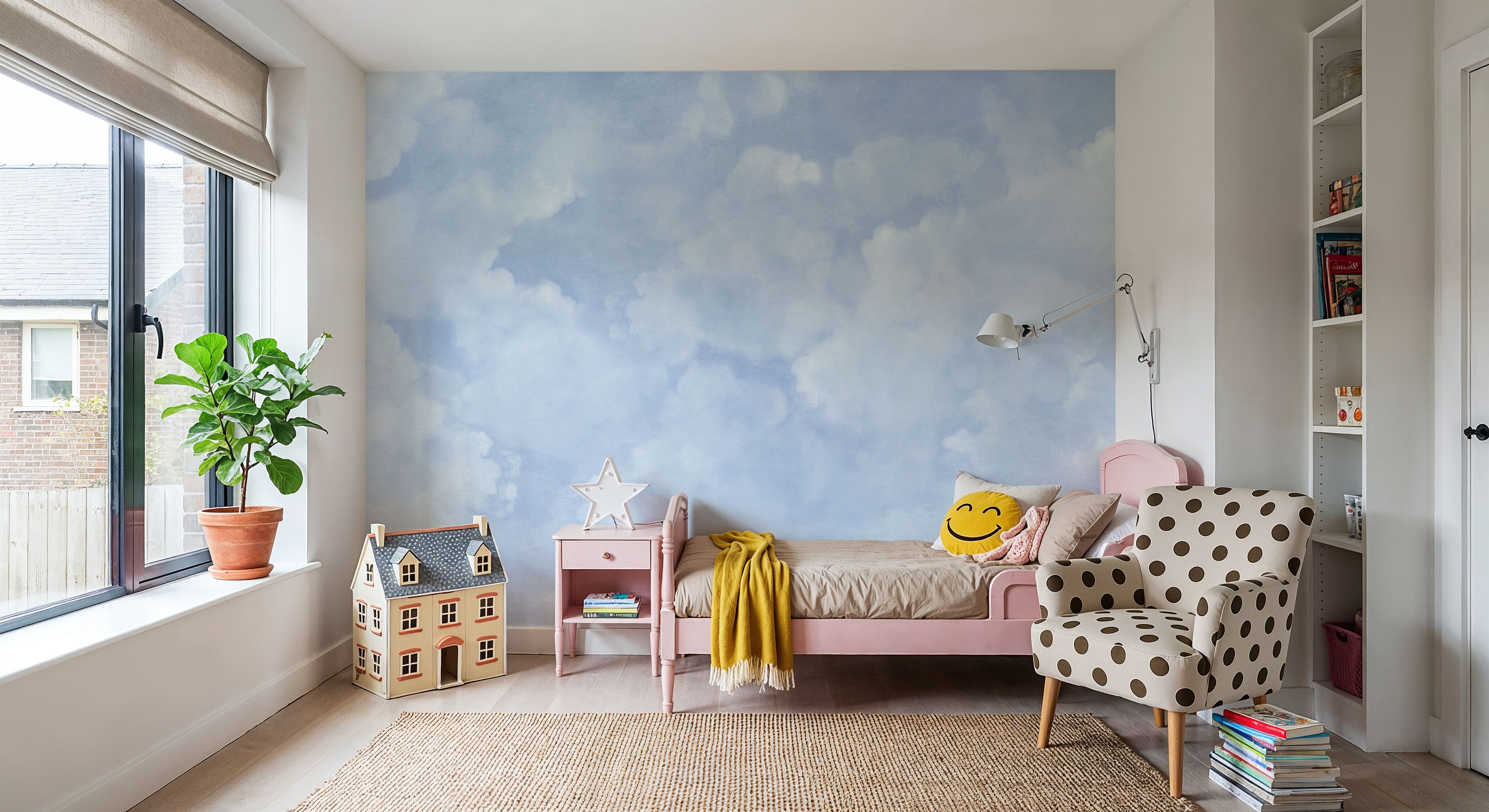 Painted Dreamy Clouds, Bright Blue