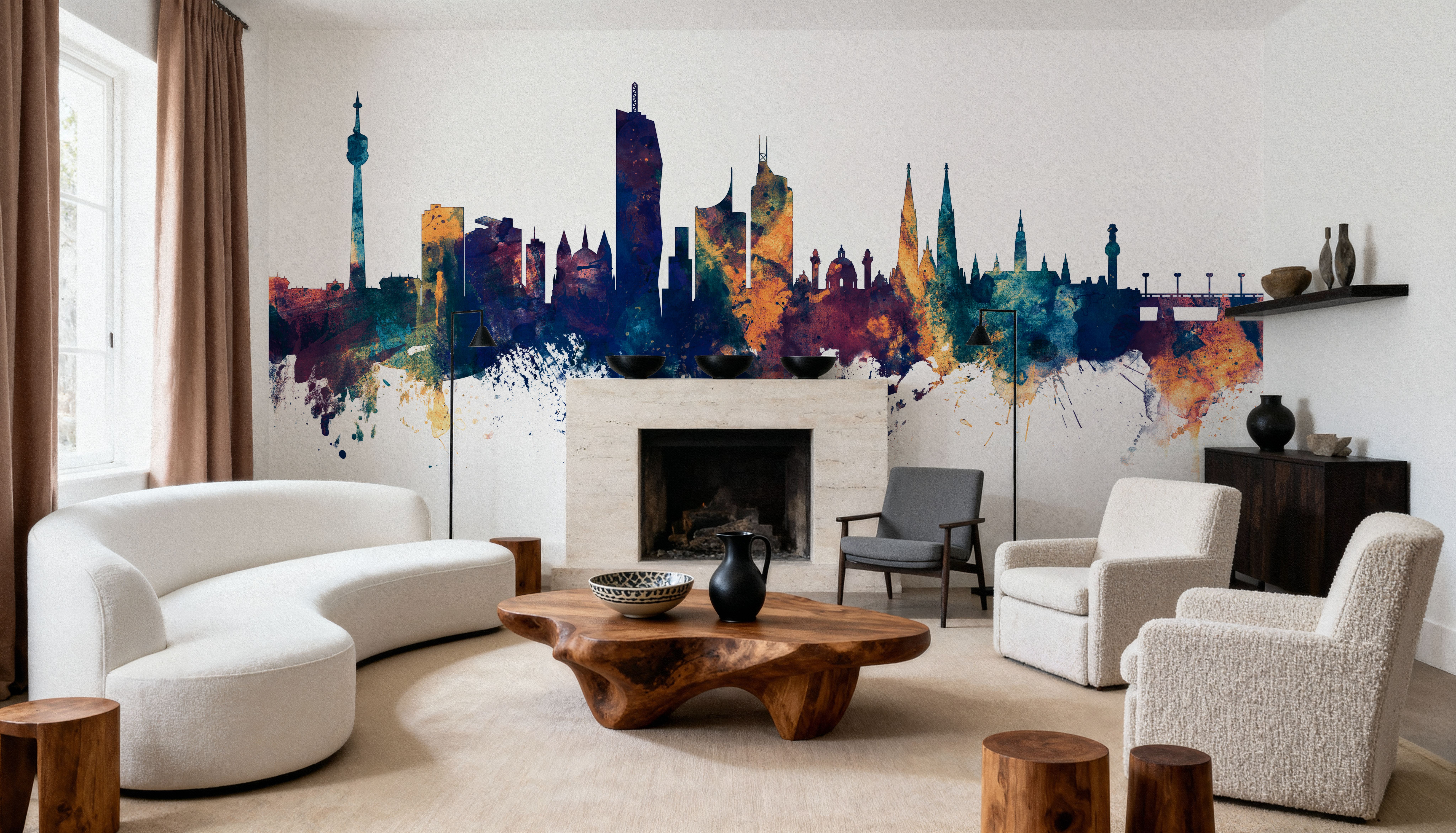 Vienna Austria Skyline Blue & Bronze, Wallpaper