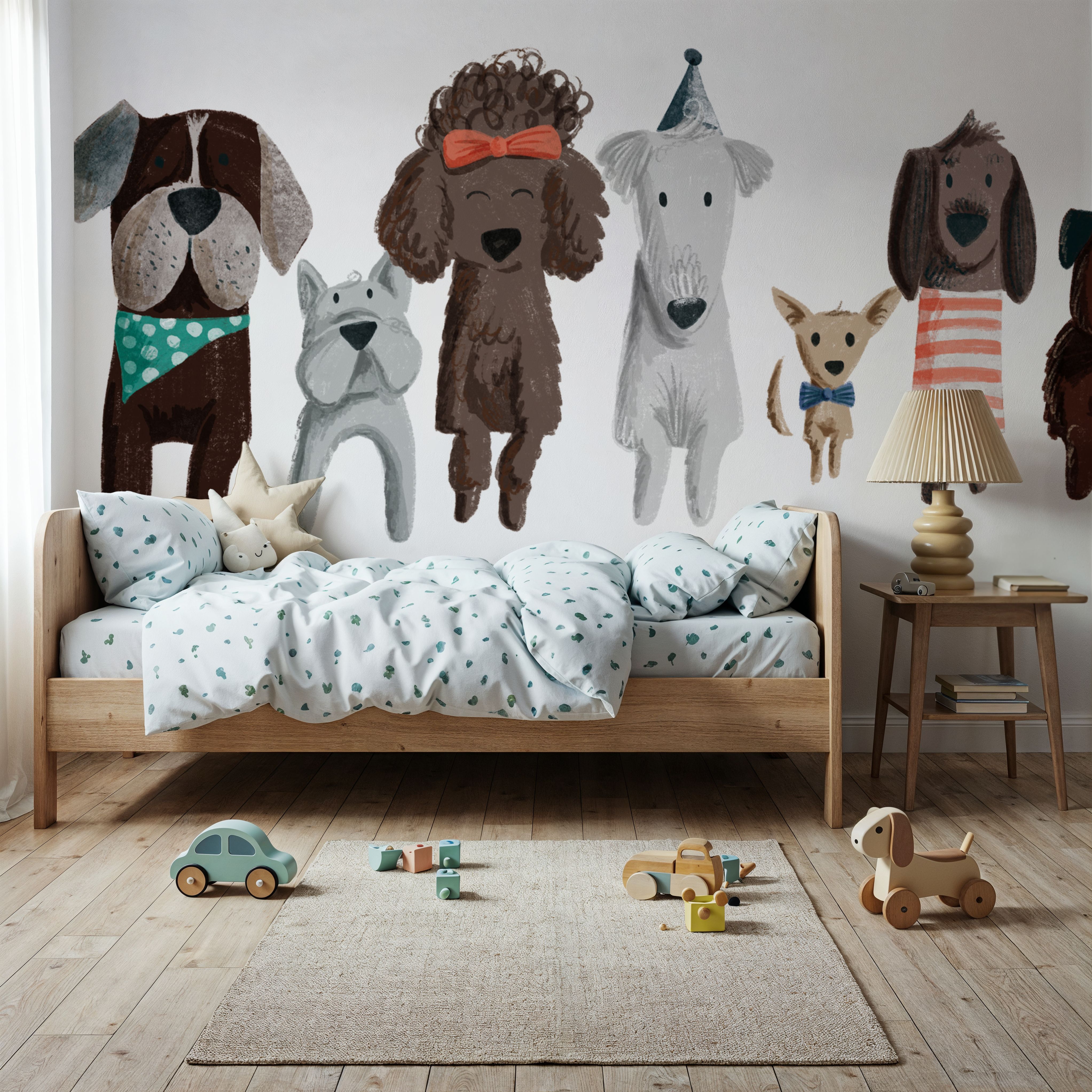 Wall Mural - Picnic Life - Graphics Animals mural wallpaper - Brown - Kids' Room - Wallism US - Premium, Textured or Peel & Stick