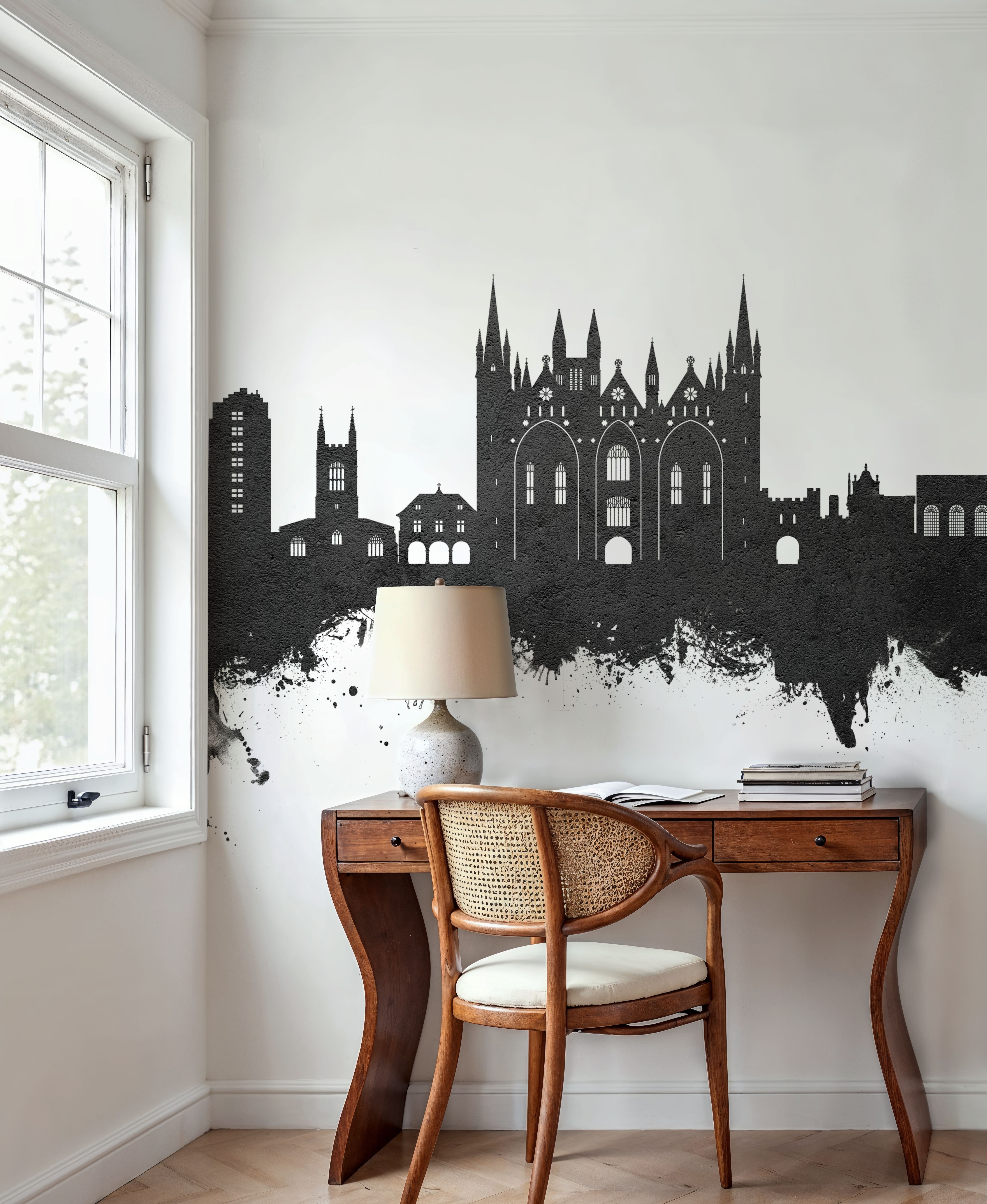 Peterborough England Skyline Black & White