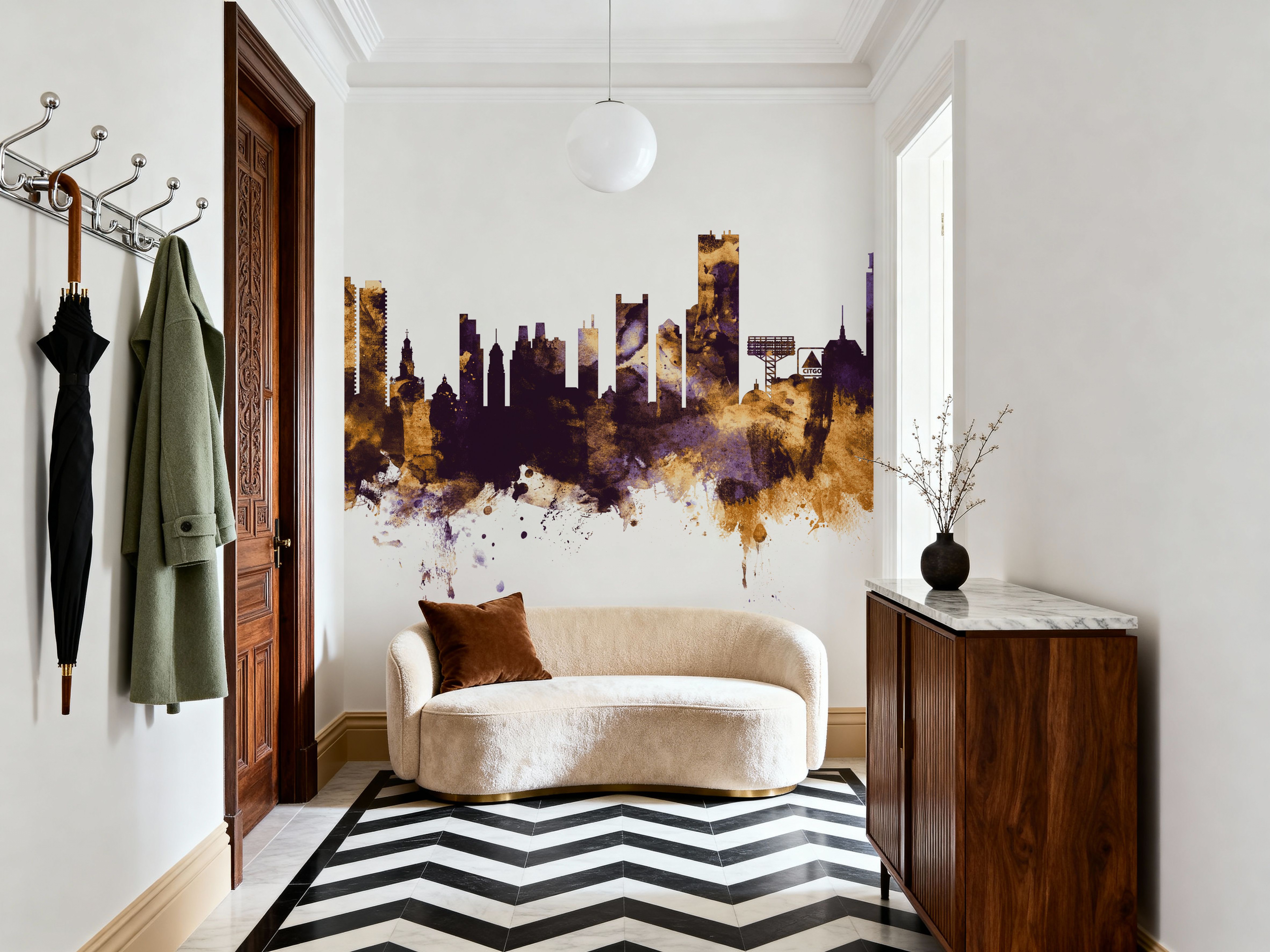 Boston Massachusettes Skyline Purple & Gold