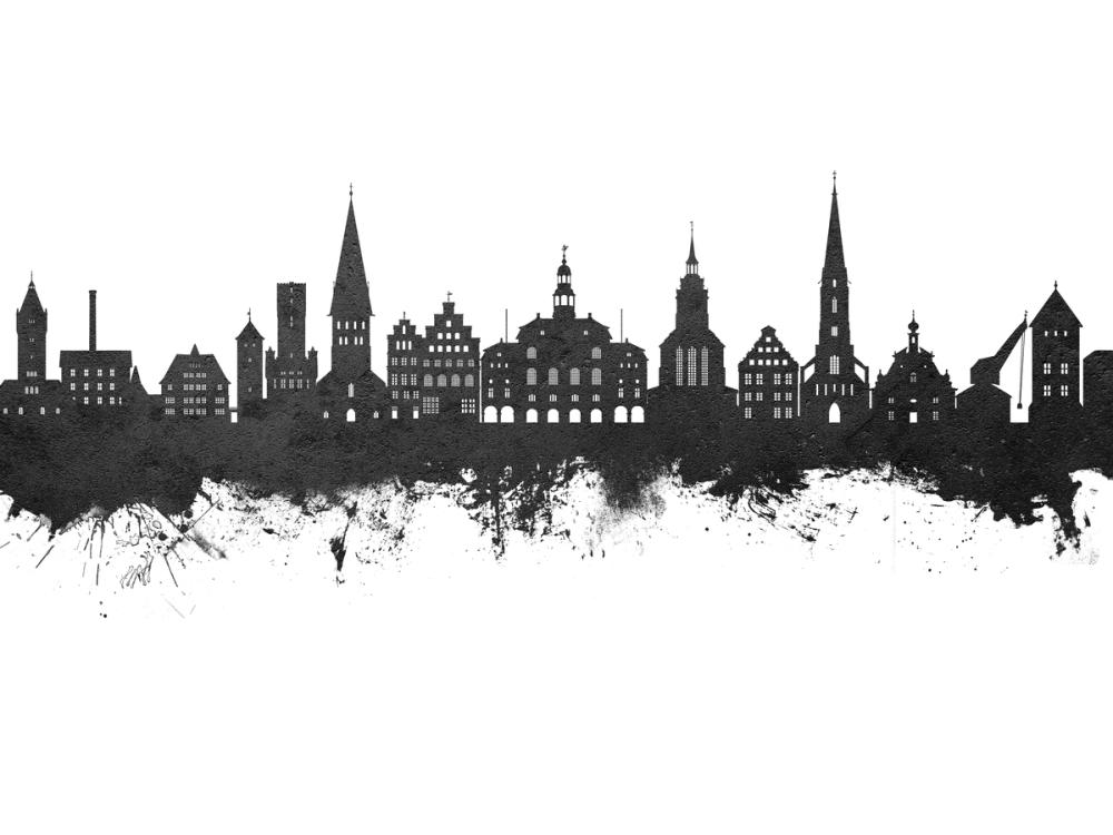 Lüneburg Germany Skyline Black & White