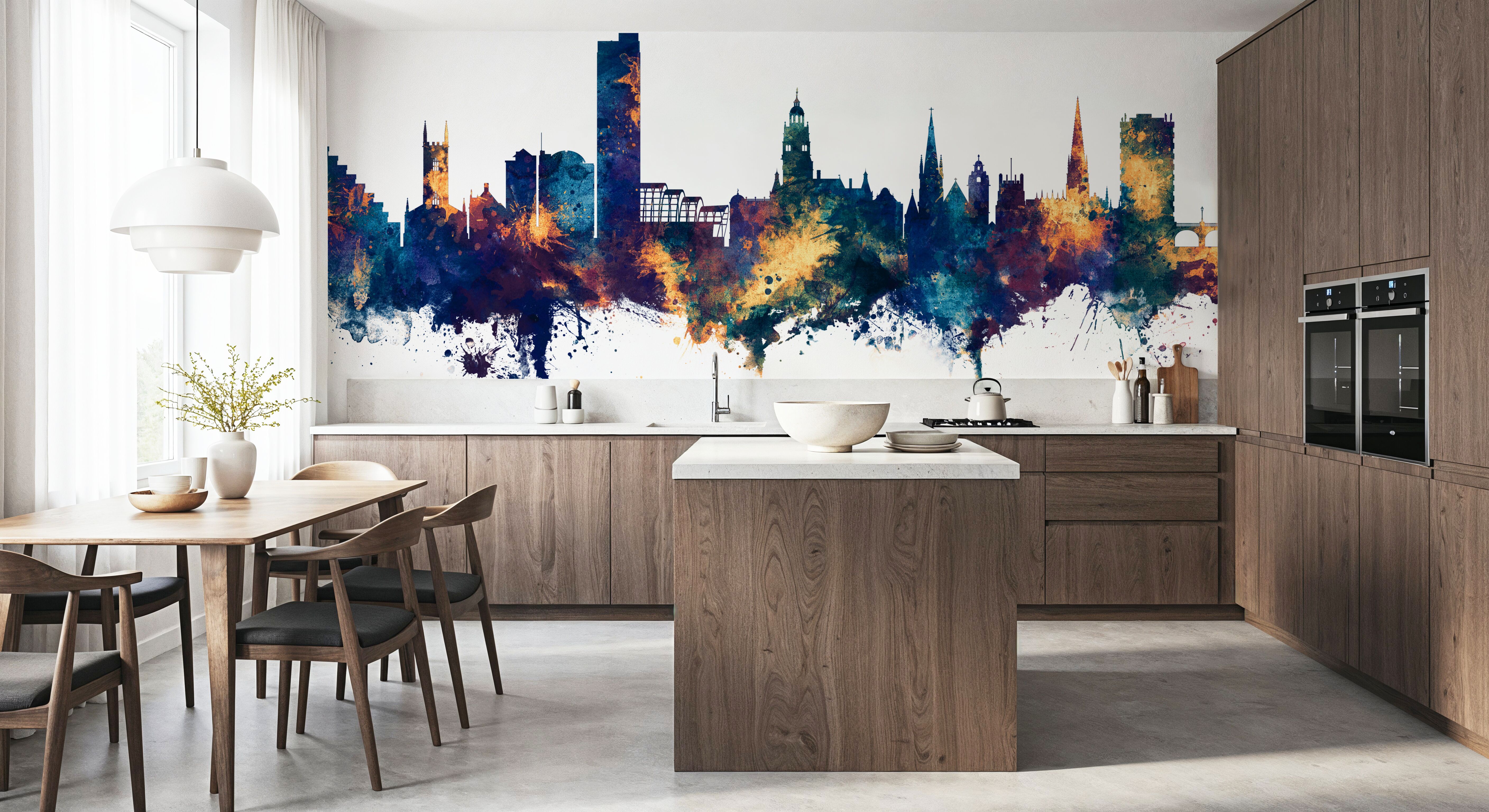 Sheffield England Skyline Blue & Bronze