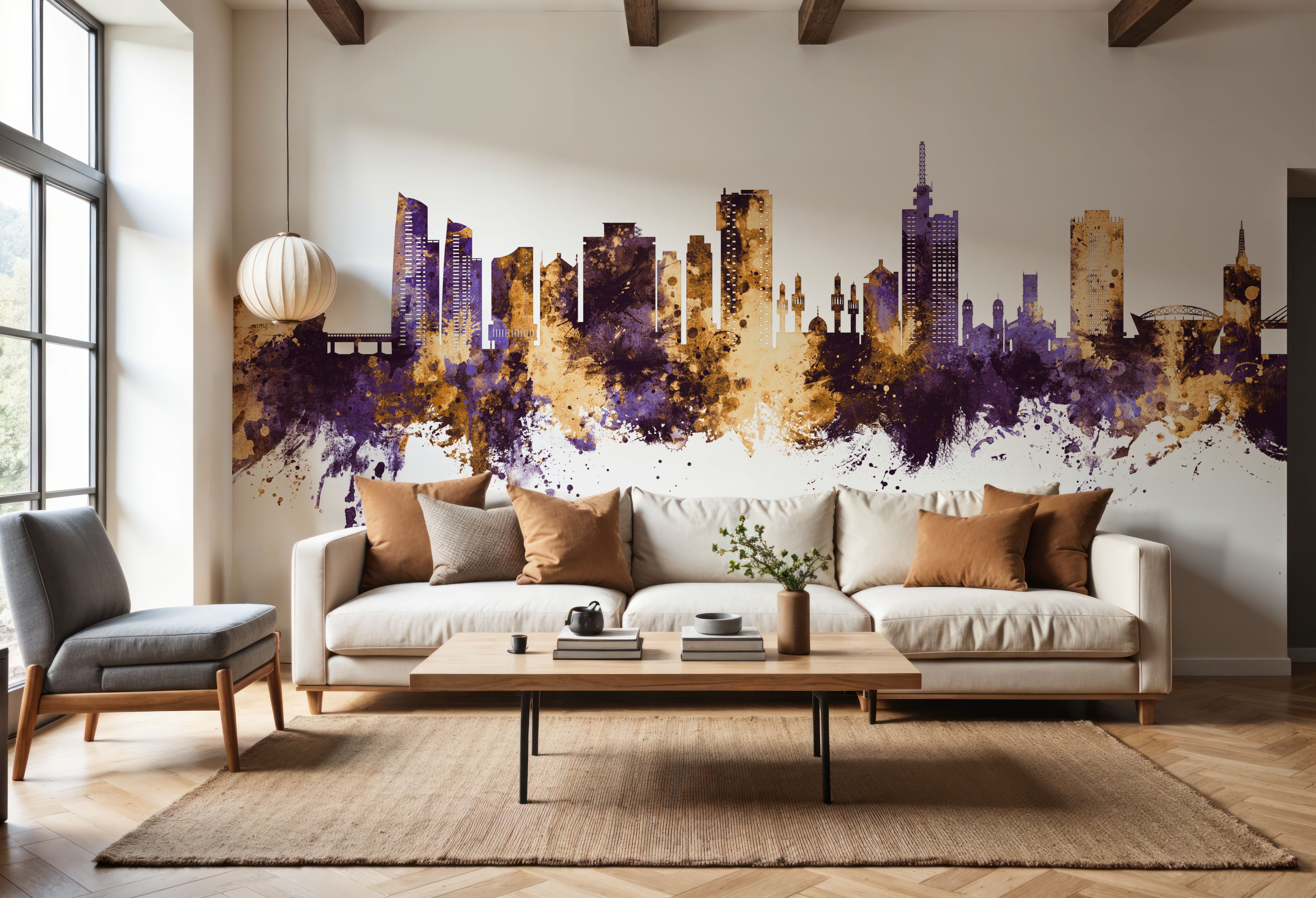 Lagos Nigeria Skyline Purple & Gold