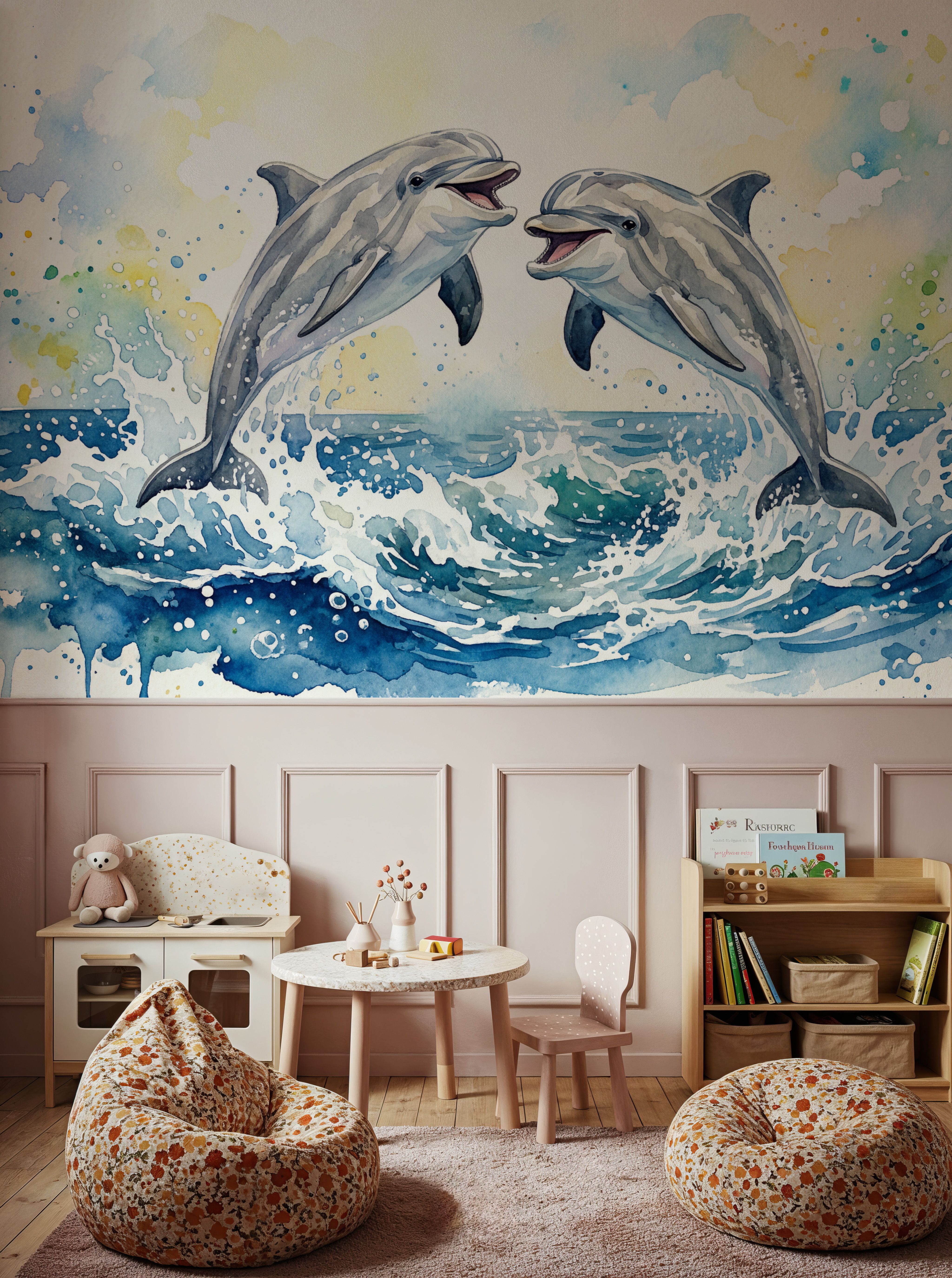 Dolphins II - Watercolor Spirit Animals Series
