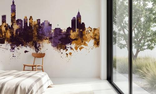 Taipei Taiwan Skyline Purple & Gold
