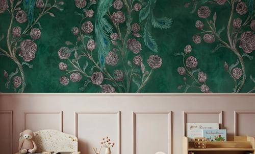 Peacock and Peony Chinoiserie Bottle Green