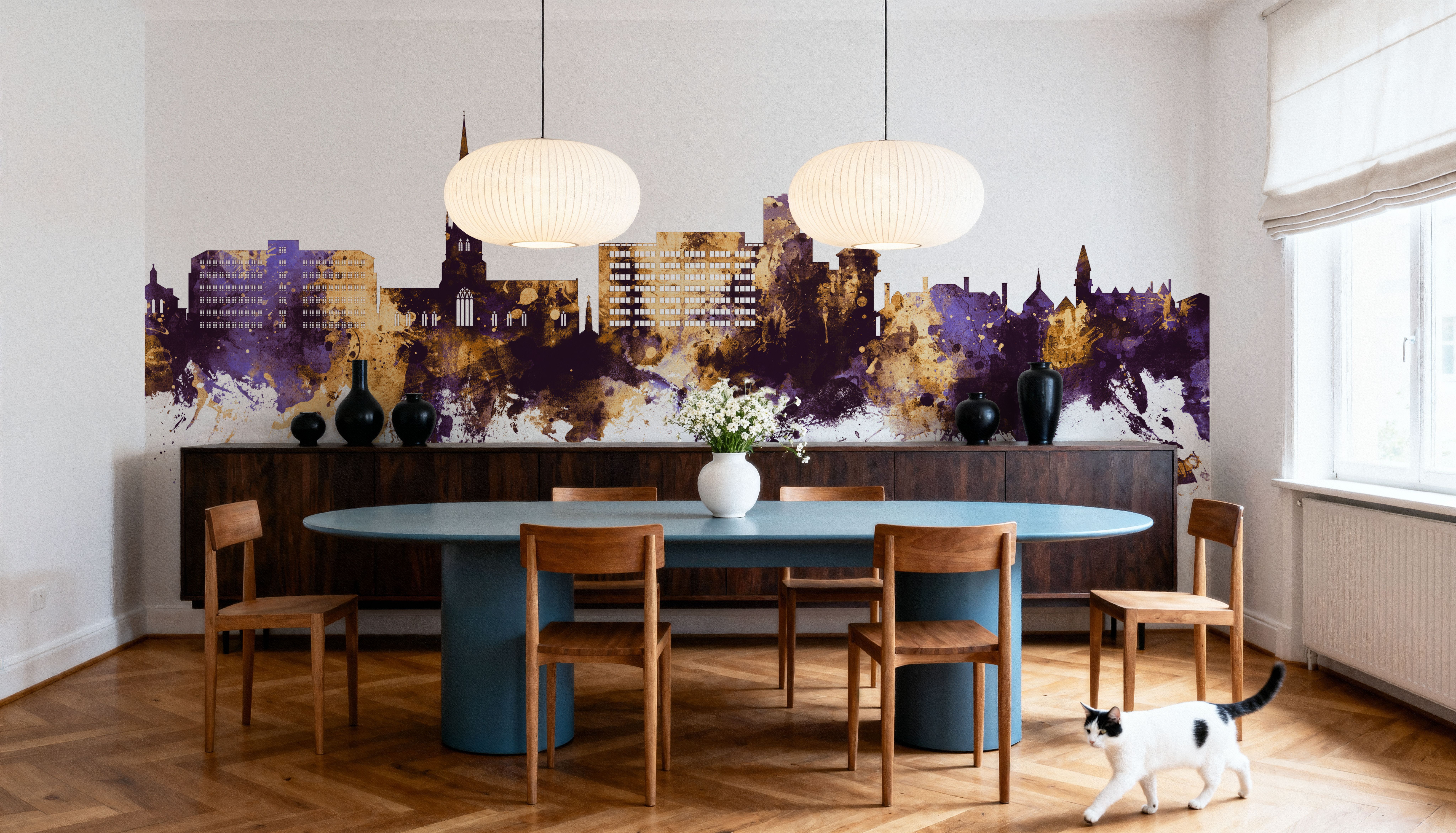 Solihull England Skyline Purple & Gold