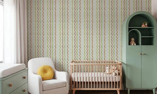 Wavy Stripes, Green & Rust