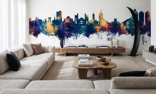 Boulder Colorado Skyline Blue & Bronze