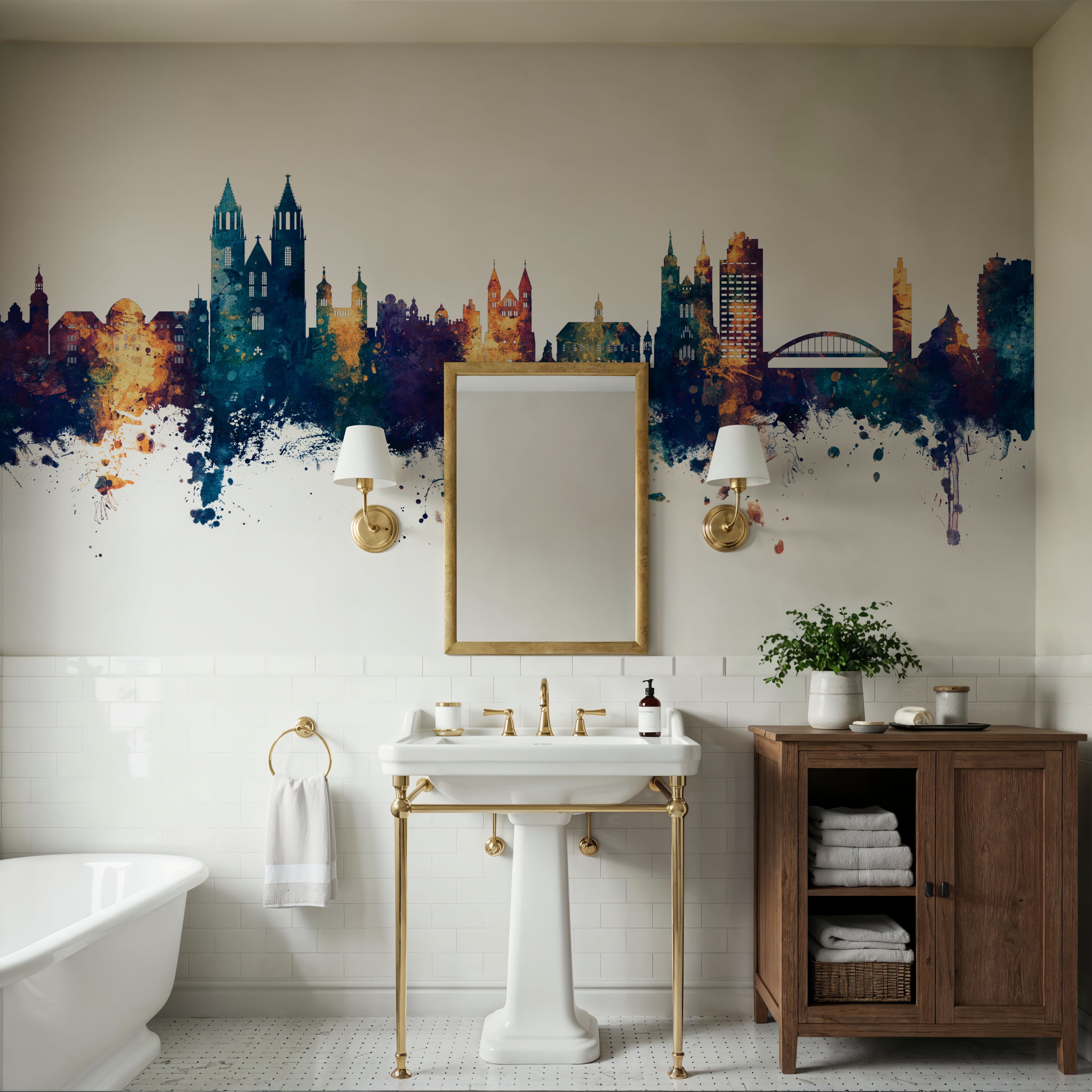 Magdeburg Germany Skyline Blue & Bronze