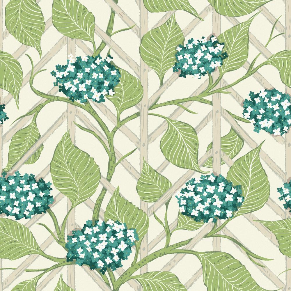 Hydrangea Trellis, Teal