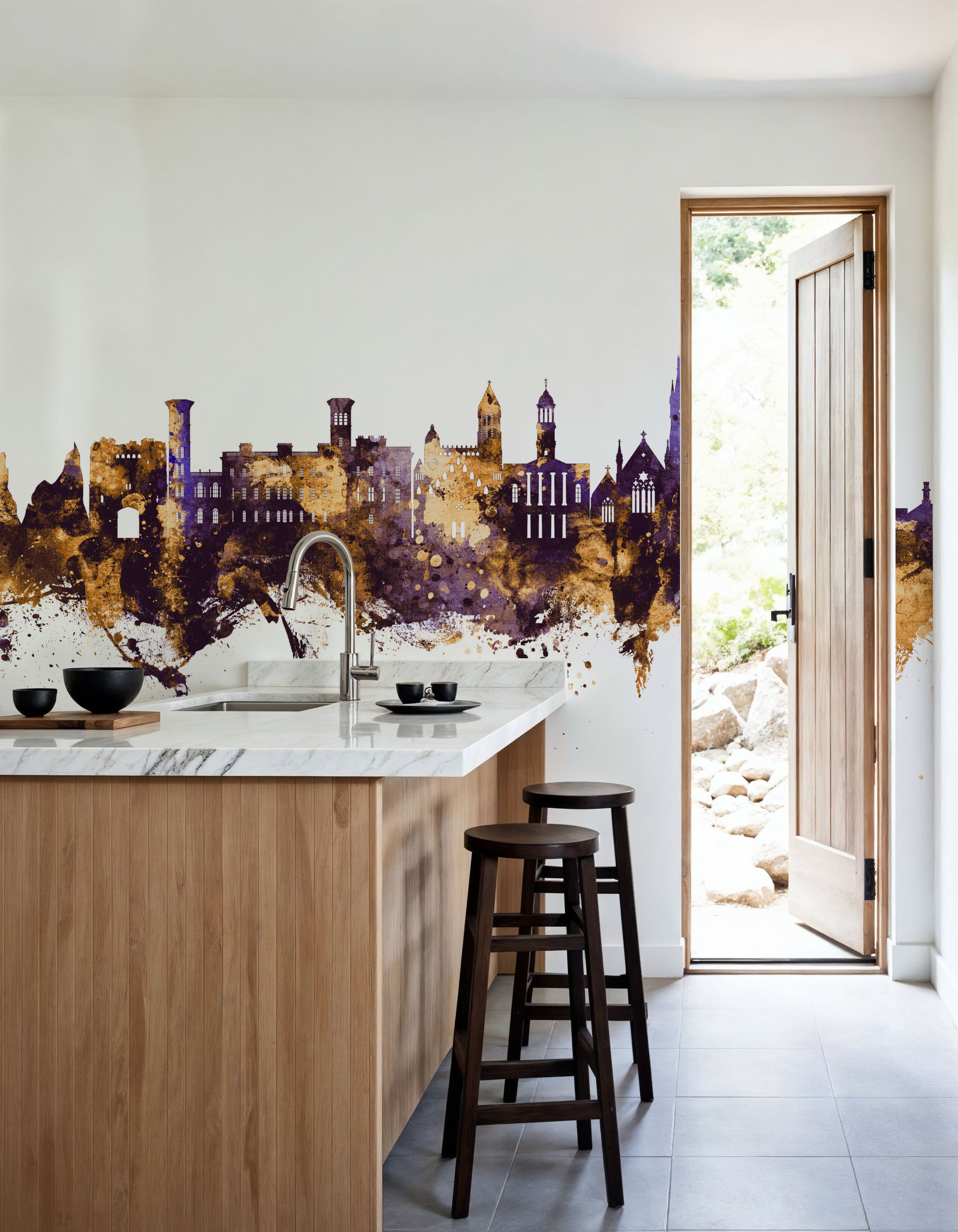 Isle of Wight England Skyline Purple & Gold
