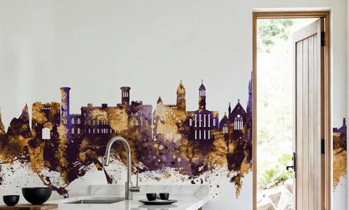 Isle of Wight England Skyline Purple & Gold
