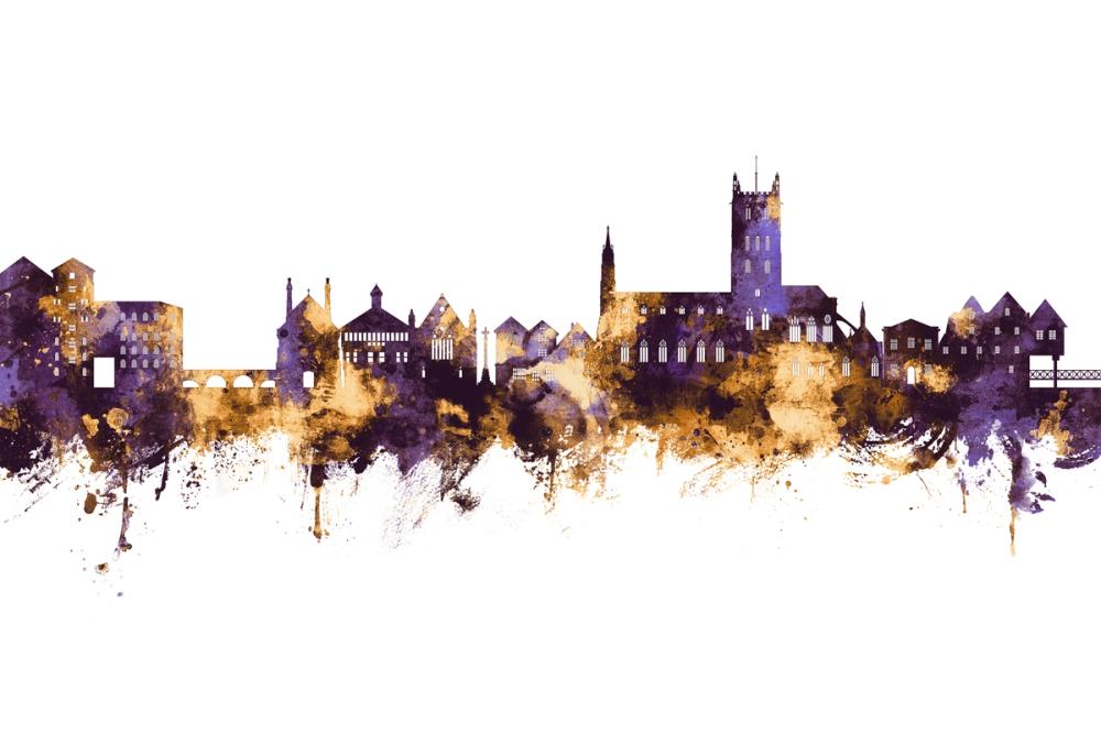 Tewkesbury England Skyline Purple & Gold