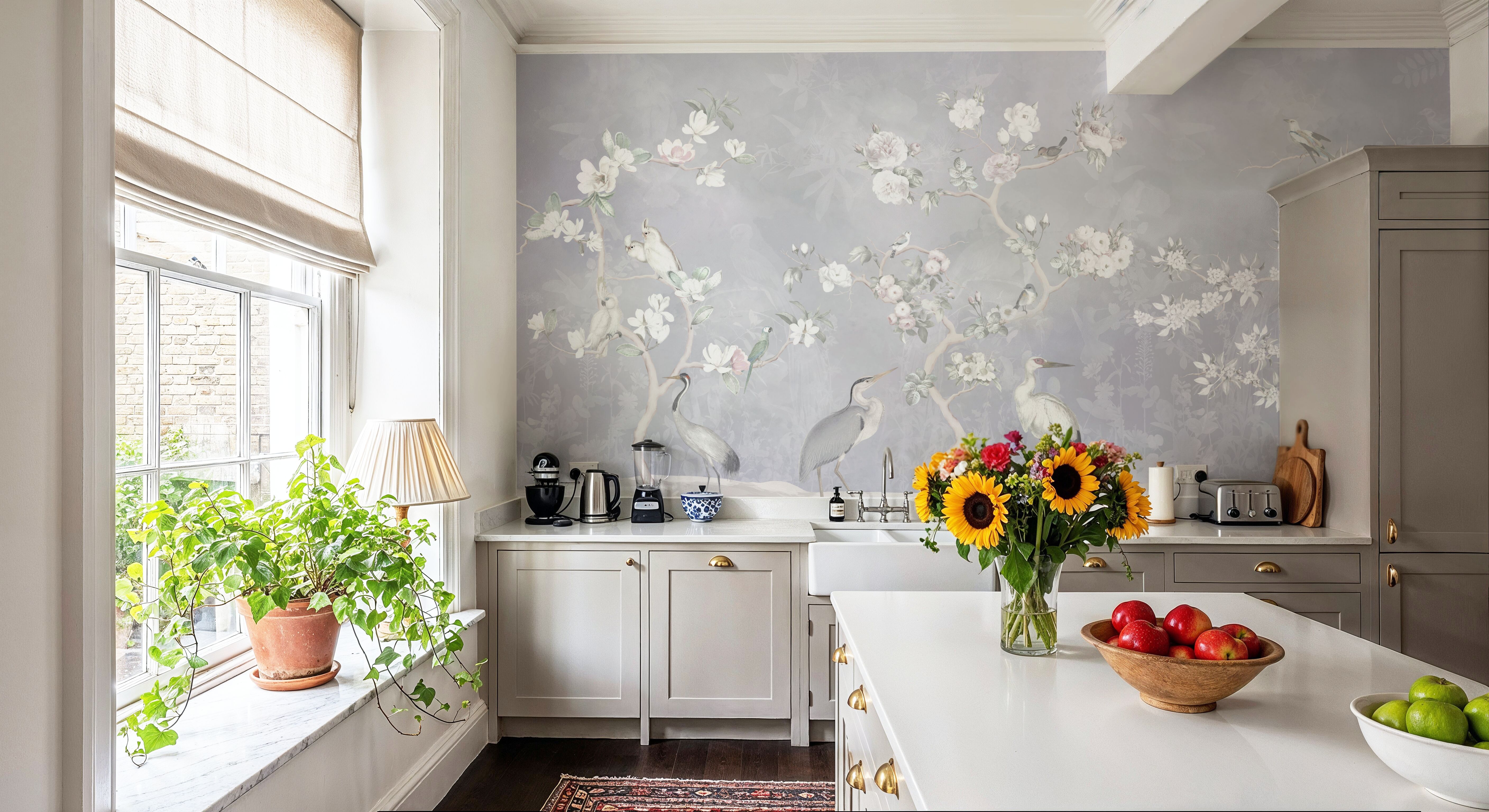 White Garden Blue, Wallpaper