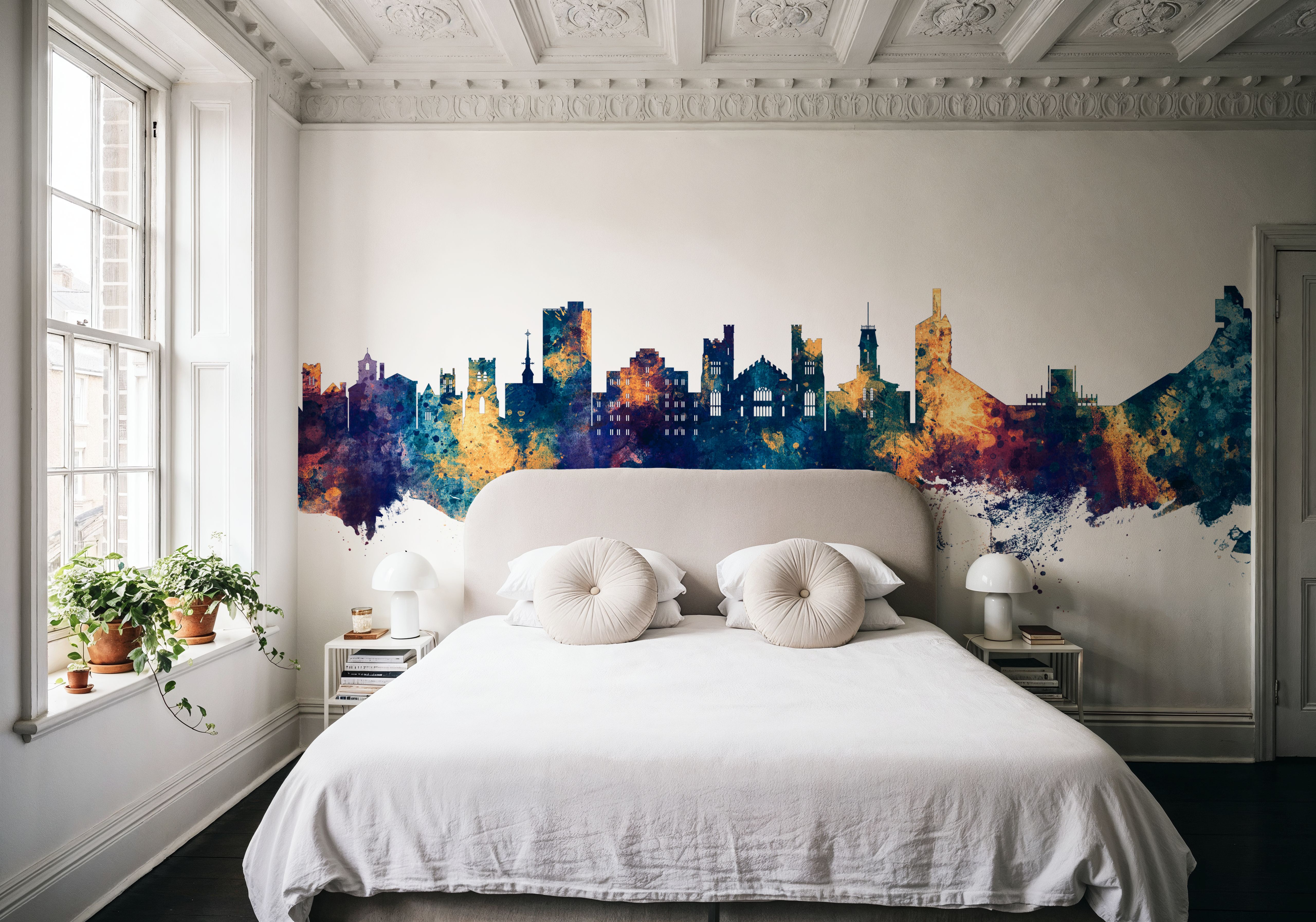 Boulder Colorado Skyline Blue & Bronze, Wallpaper