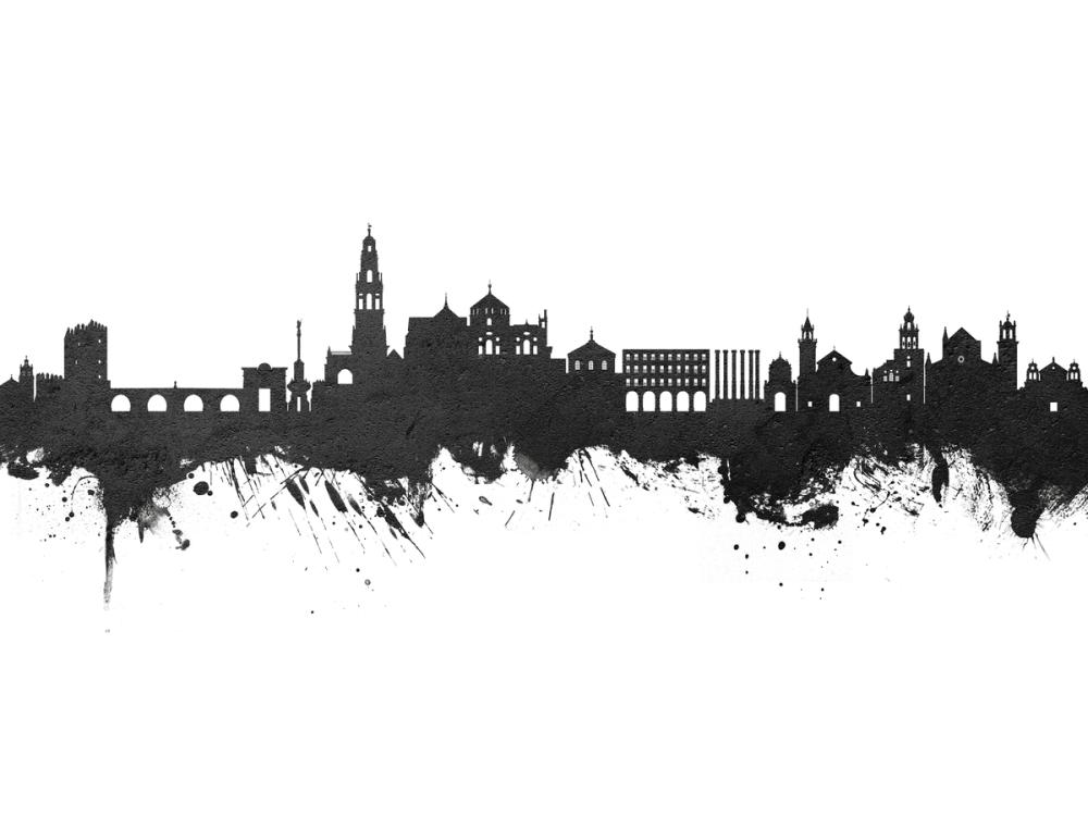 Córdoba Spain Skyline Black & White