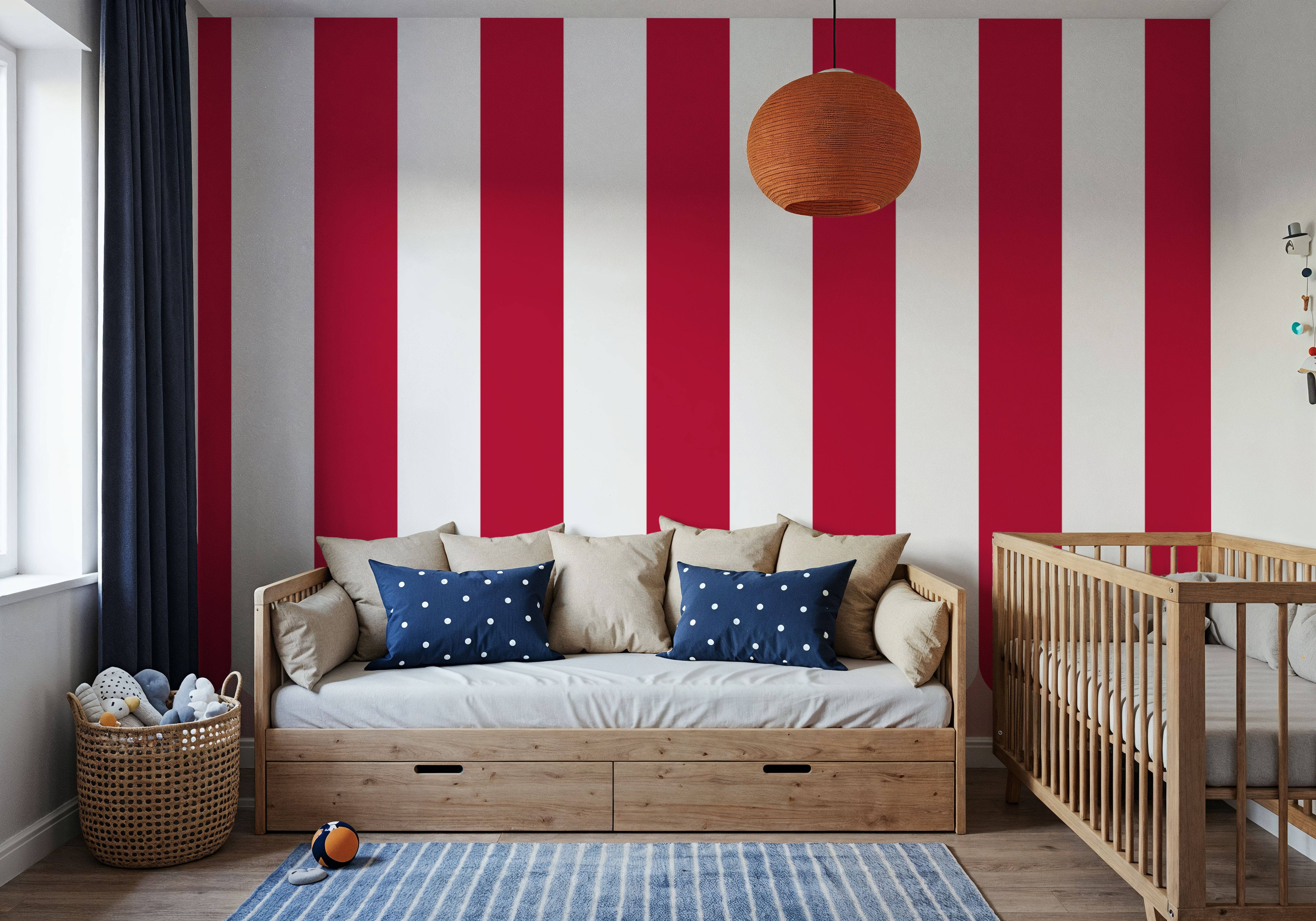 Scalloped Circus Stripes, Red