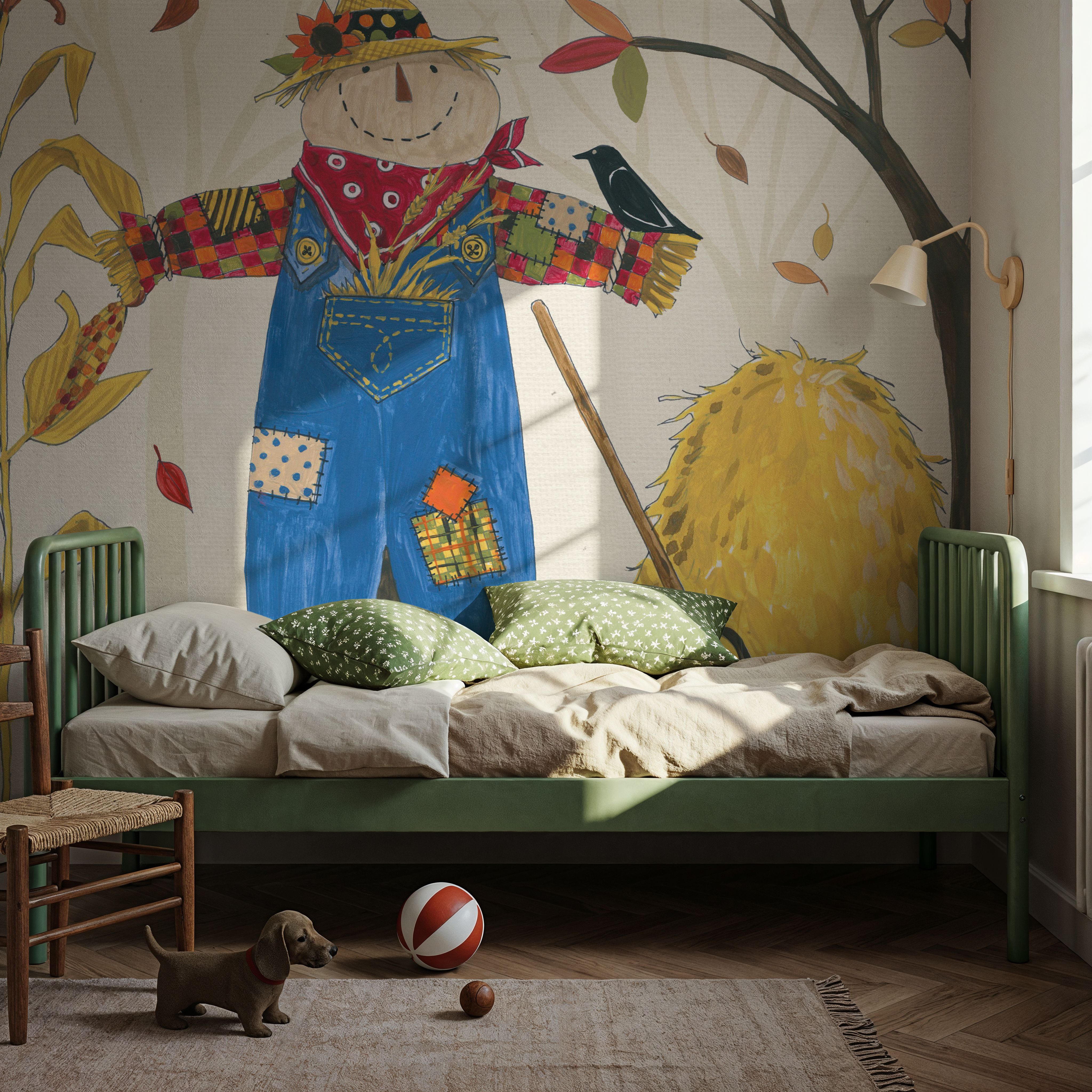 Wall Mural - Woodland Harvest III - Hobbies Holiday mural wallpaper - Blue - Kids' Room - Wallism UK - Premium, Textured or Peel & Stick