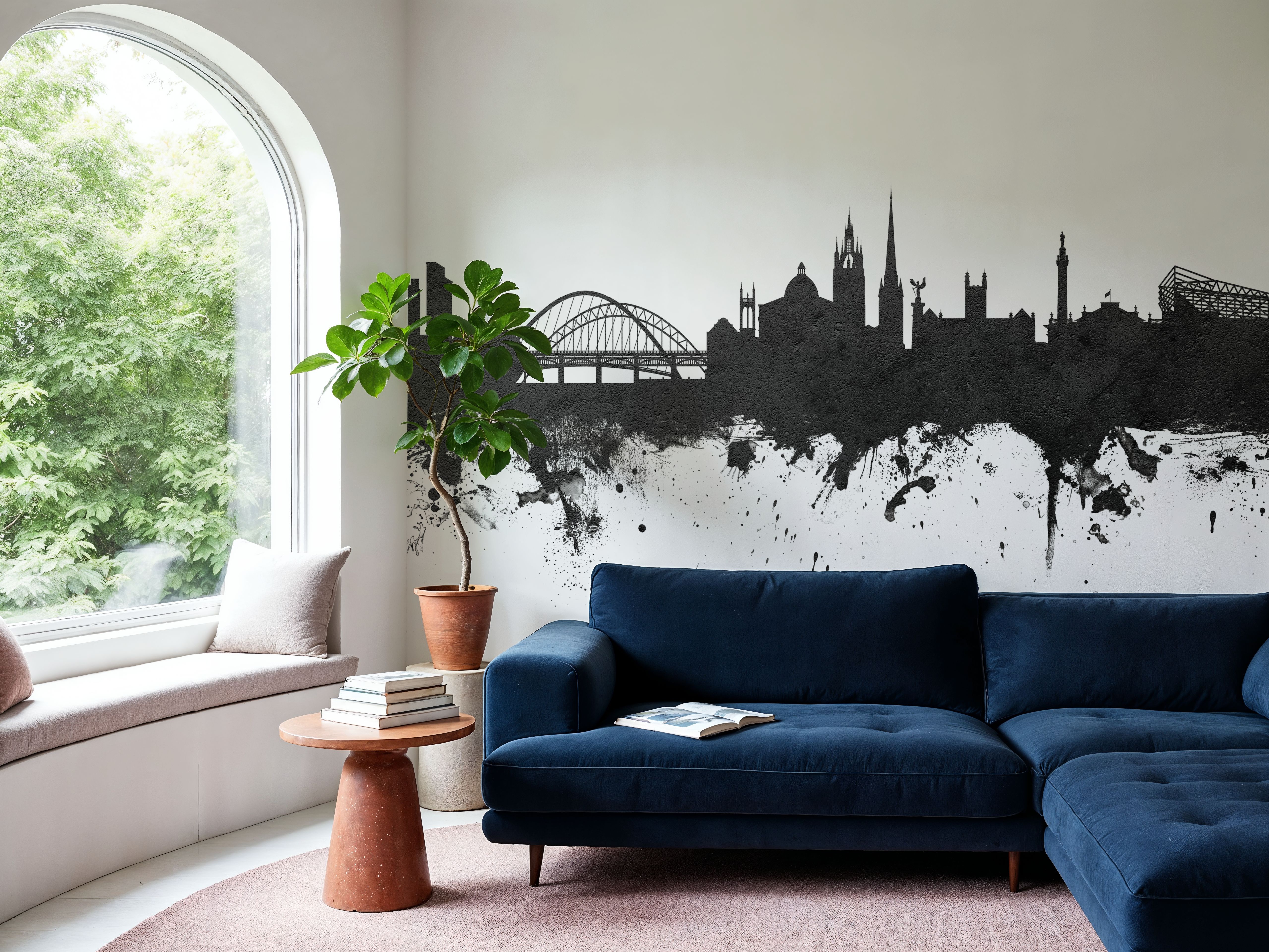Newcastle England Skyline Black & White