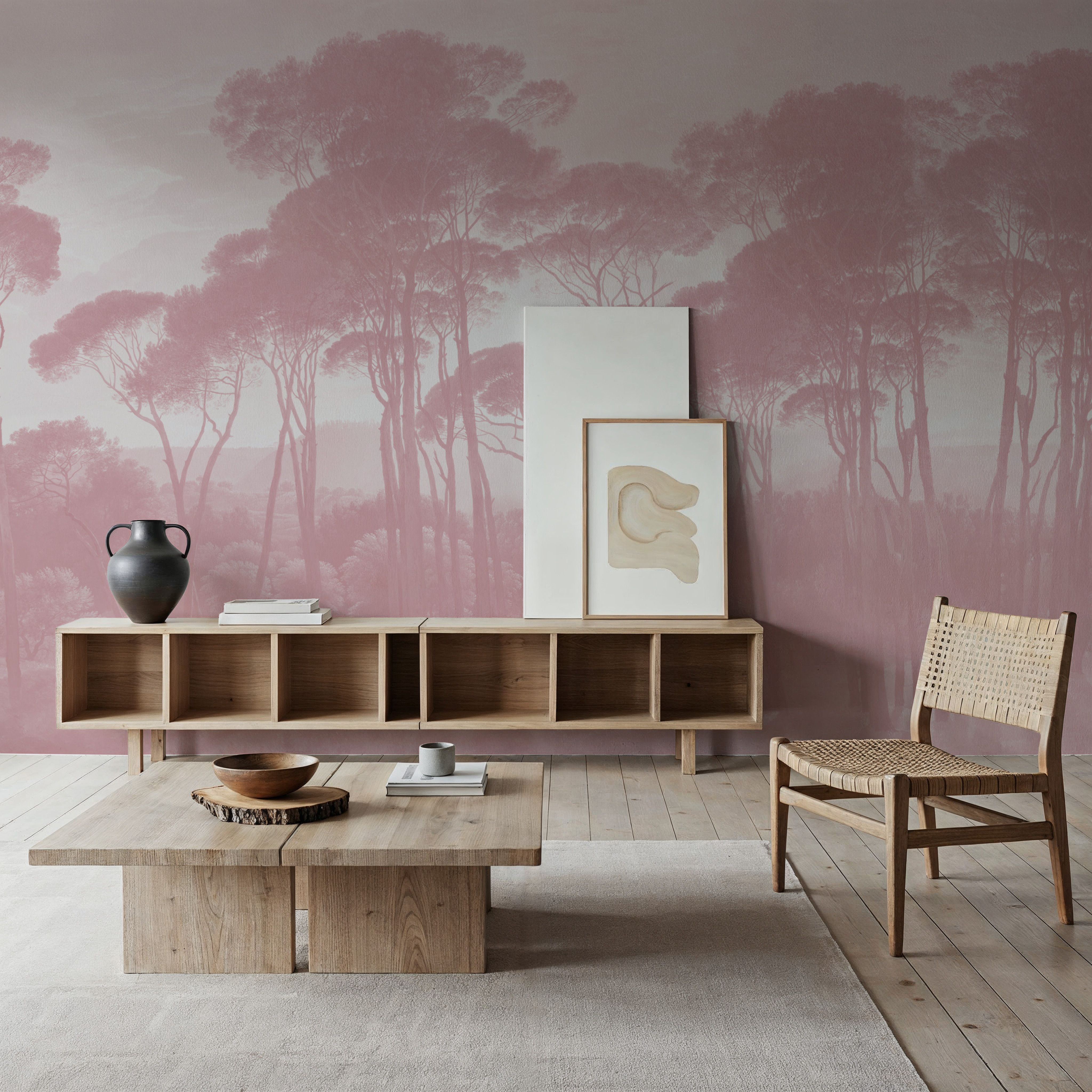 Mediterranean Pine Landscape, Dusty Pink