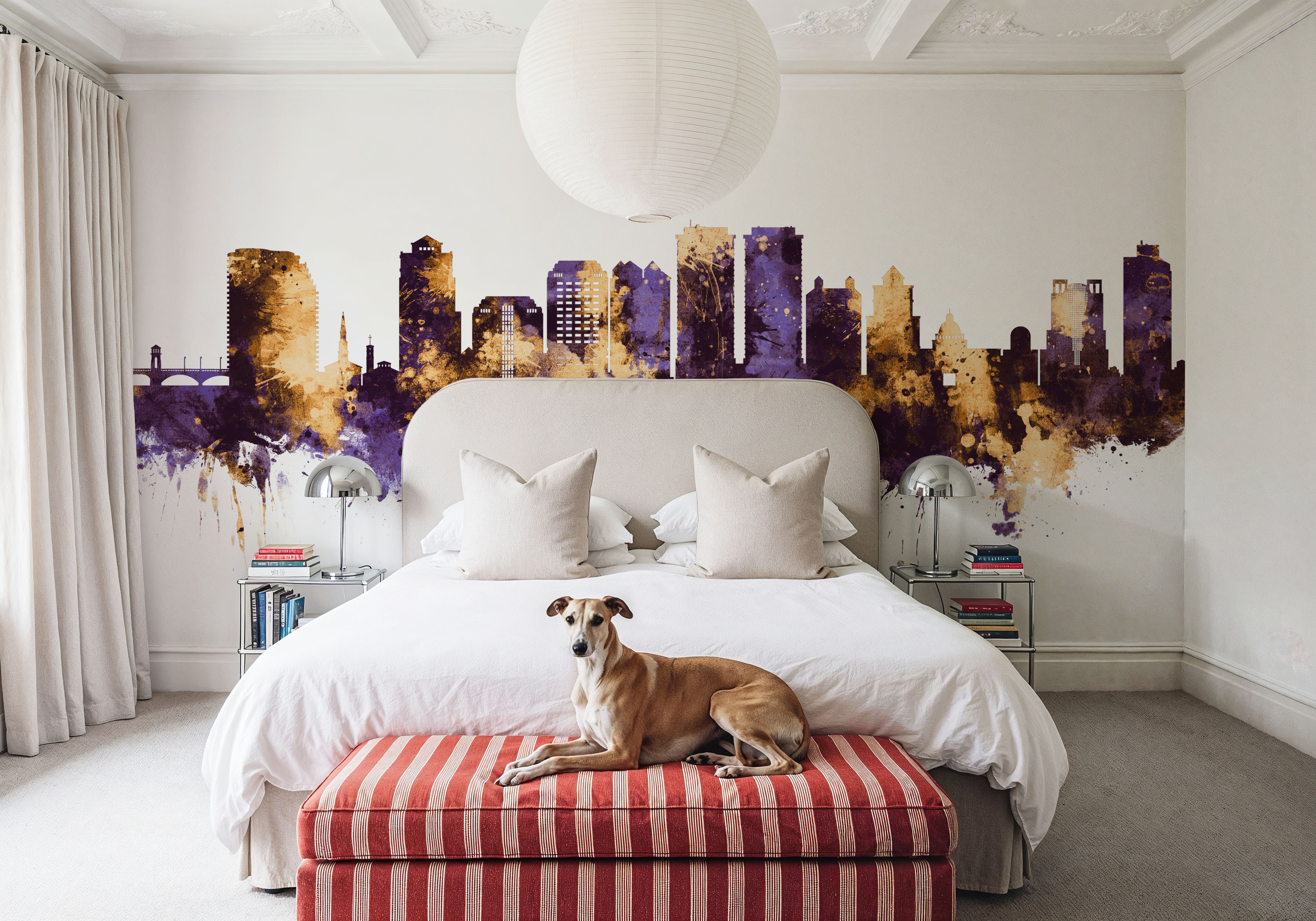 West Palm Beach Florida Skyline Purple & Gold, Wallpaper