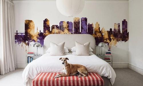 West Palm Beach Florida Skyline Purple & Gold